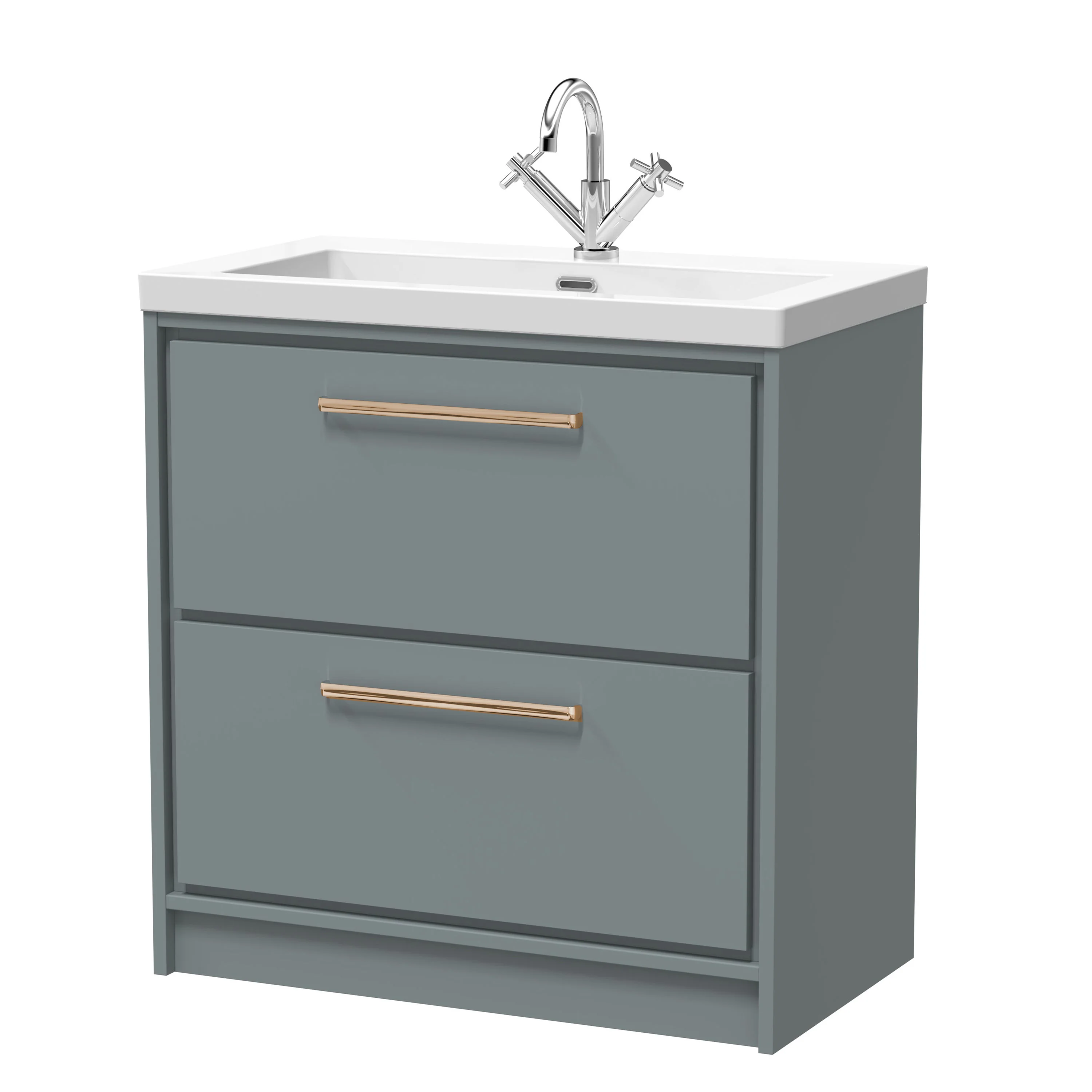 Hudson Reed Lille 800mm 2-Drawer Floor Standing Vanity Unit & Basin - Coastal Grey - Image 20