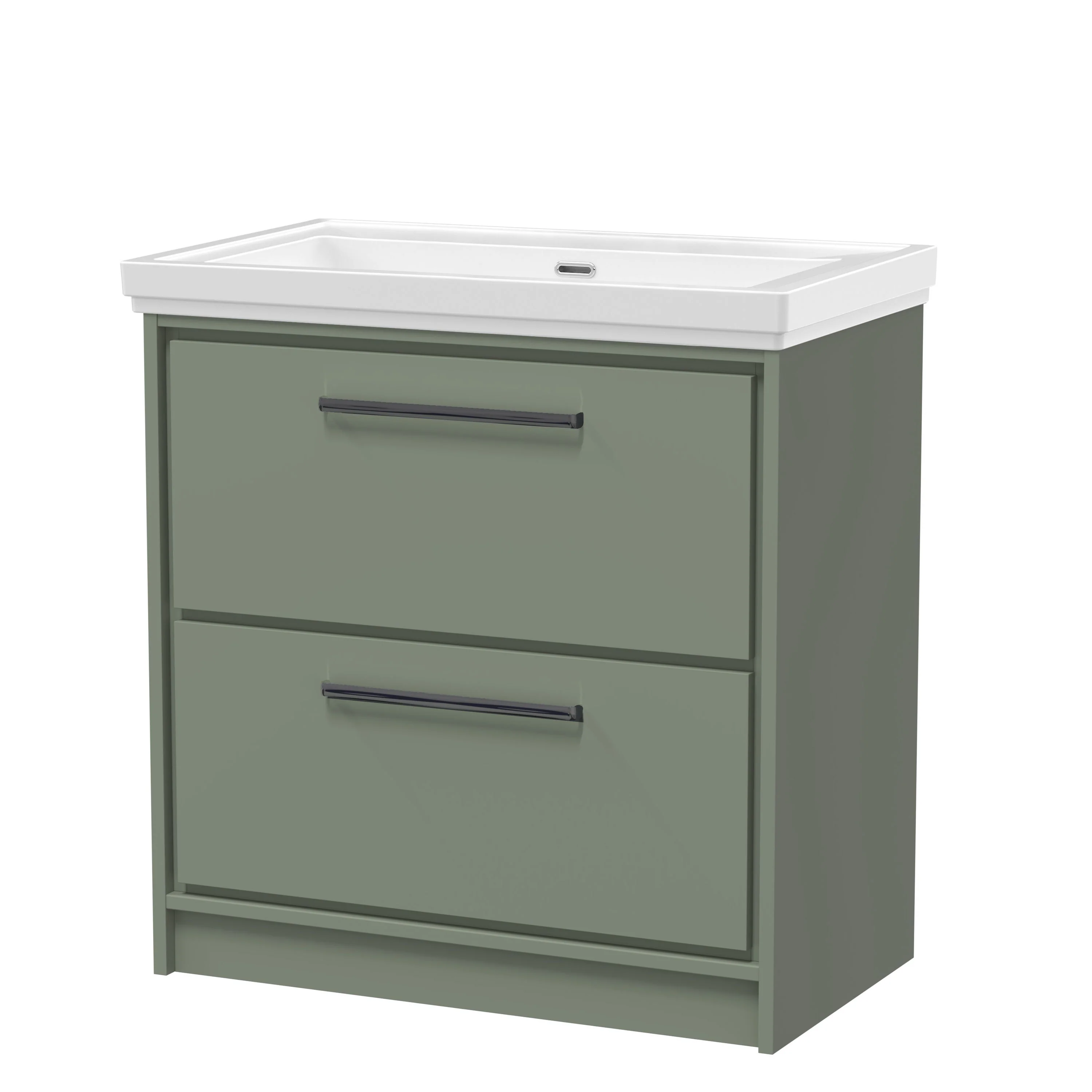 Hudson Reed Lille 800mm 2-Drawer Floor Standing Vanity Unit & Basin - Fern Green - Image 11