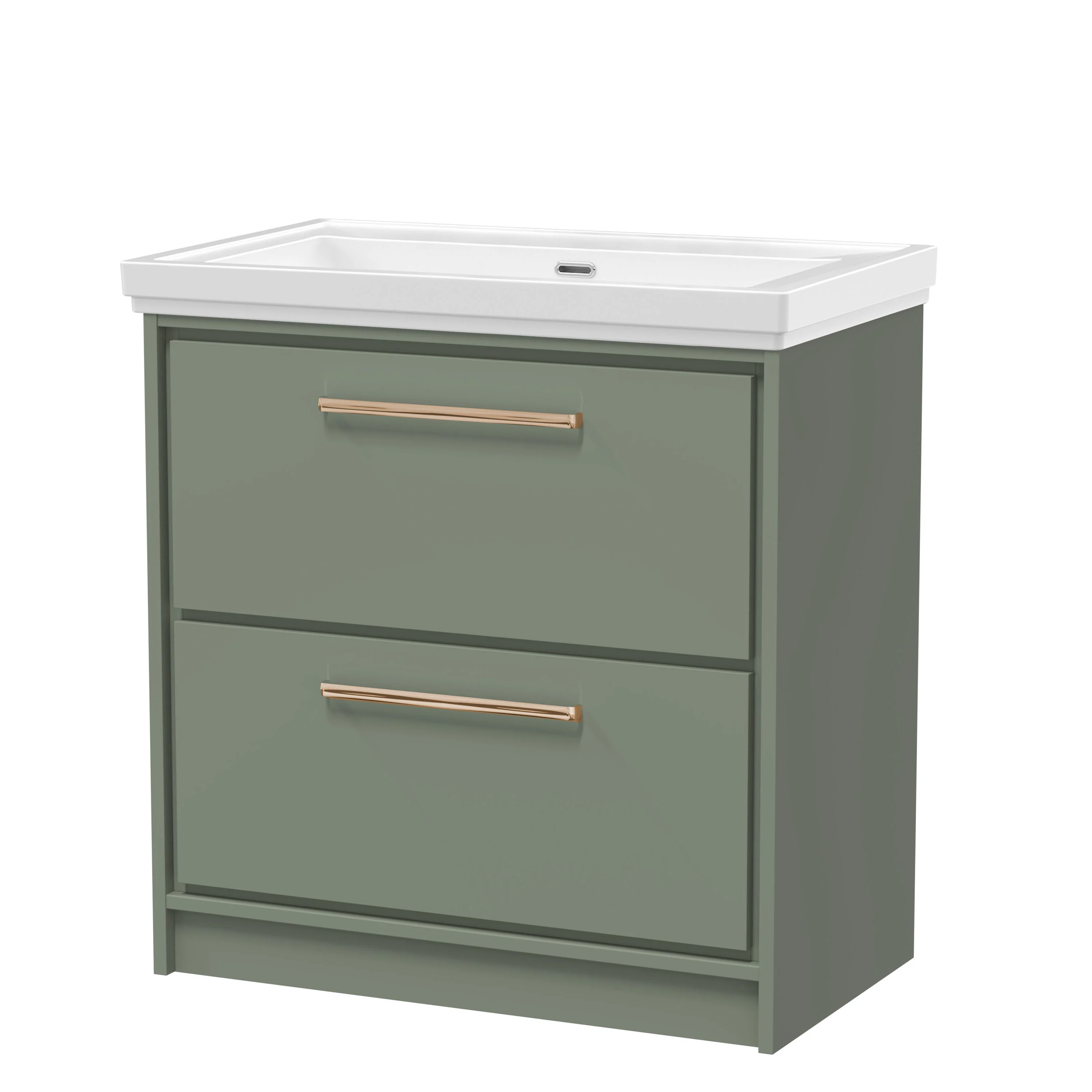 Hudson Reed Lille 800mm 2-Drawer Floor Standing Vanity Unit & Basin - Fern Green - Image 12