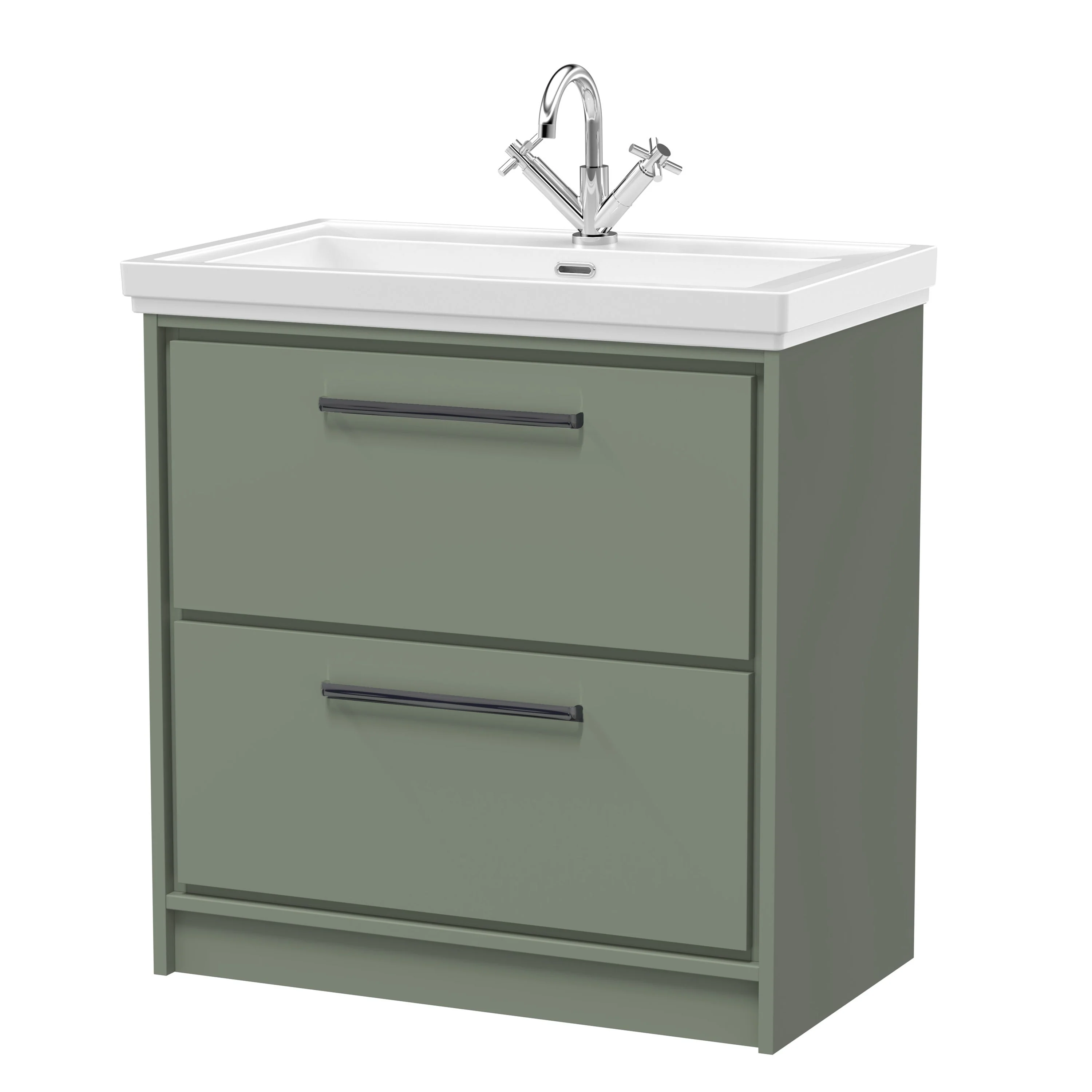 Hudson Reed Lille 800mm 2-Drawer Floor Standing Vanity Unit & Basin - Fern Green - Image 13