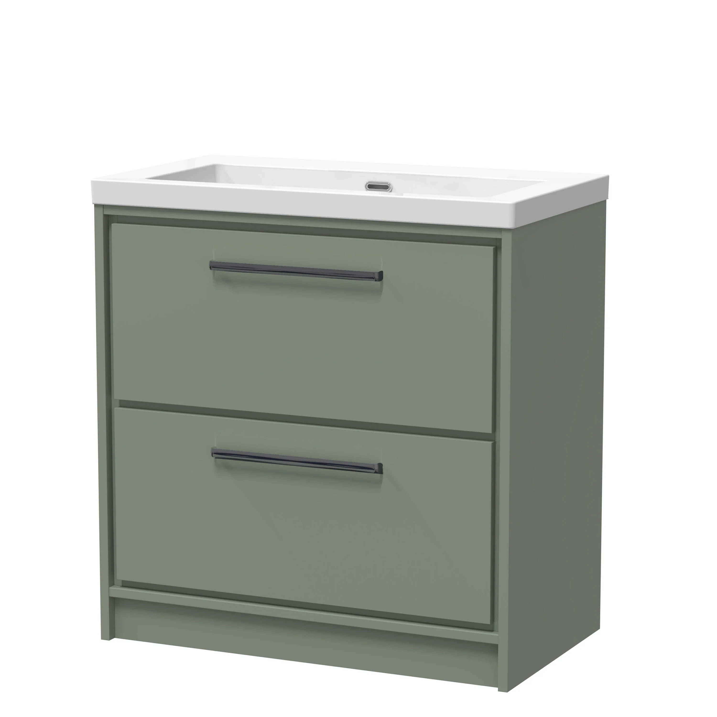 Hudson Reed Lille 800mm 2-Drawer Floor Standing Vanity Unit & Basin - Fern Green - Image 16