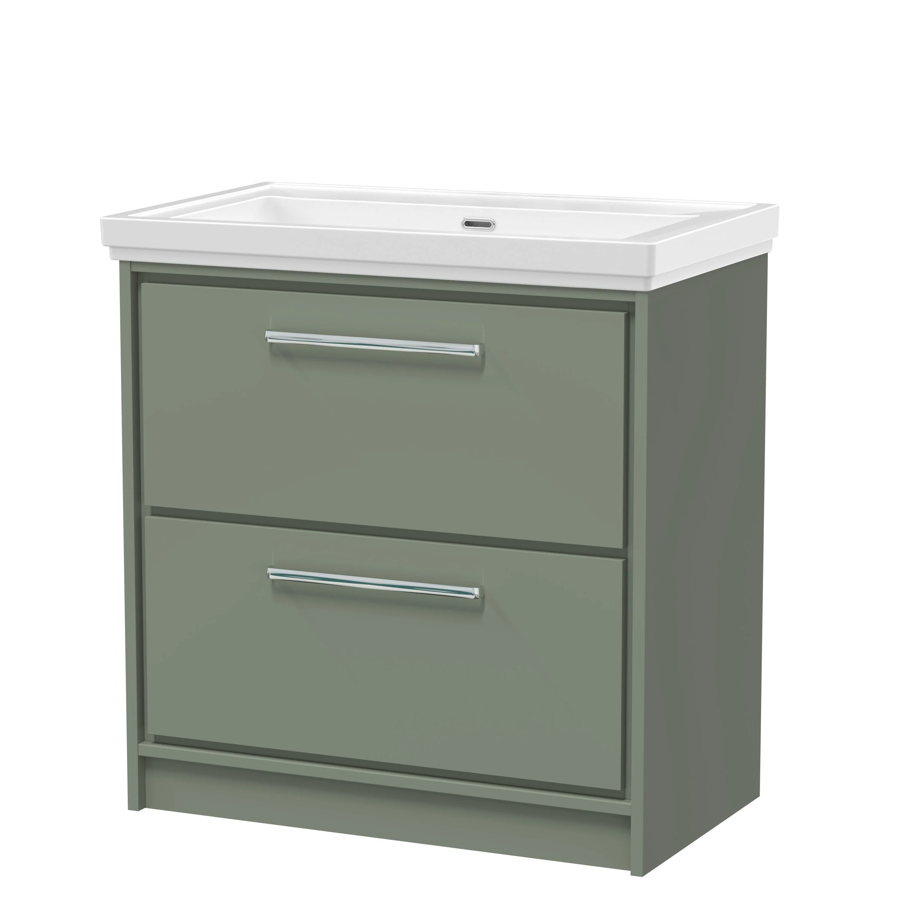 Hudson Reed Lille 800mm 2-Drawer Floor Standing Vanity Unit & Basin - Fern Green - Image 2