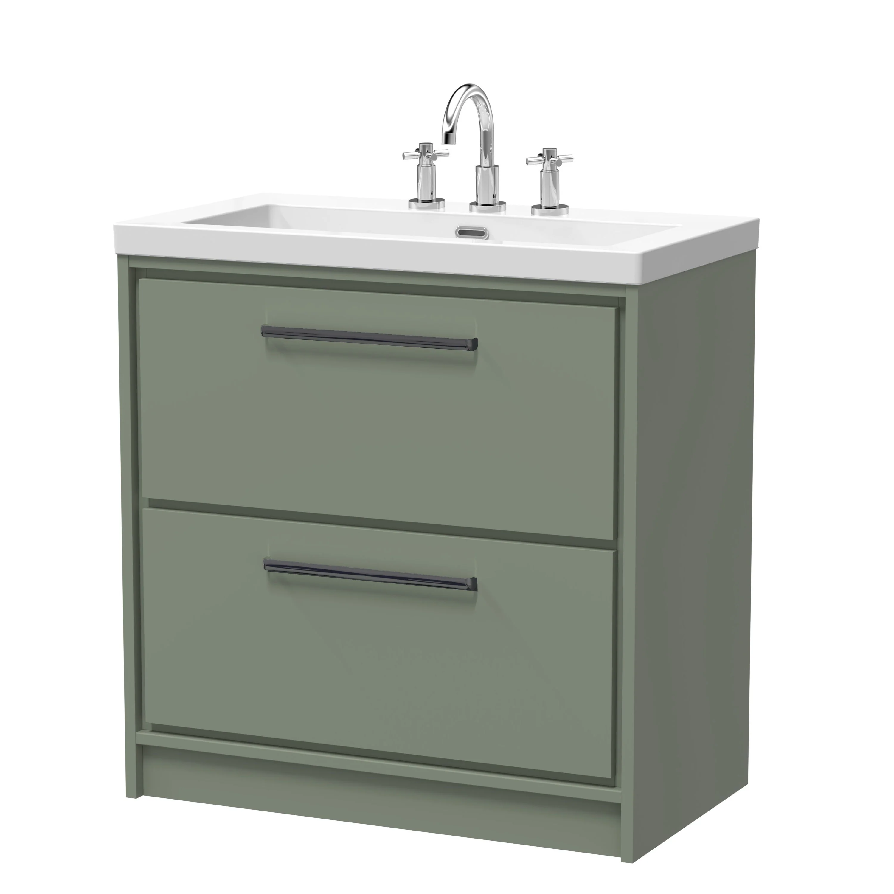 Hudson Reed Lille 800mm 2-Drawer Floor Standing Vanity Unit & Basin - Fern Green - Image 20