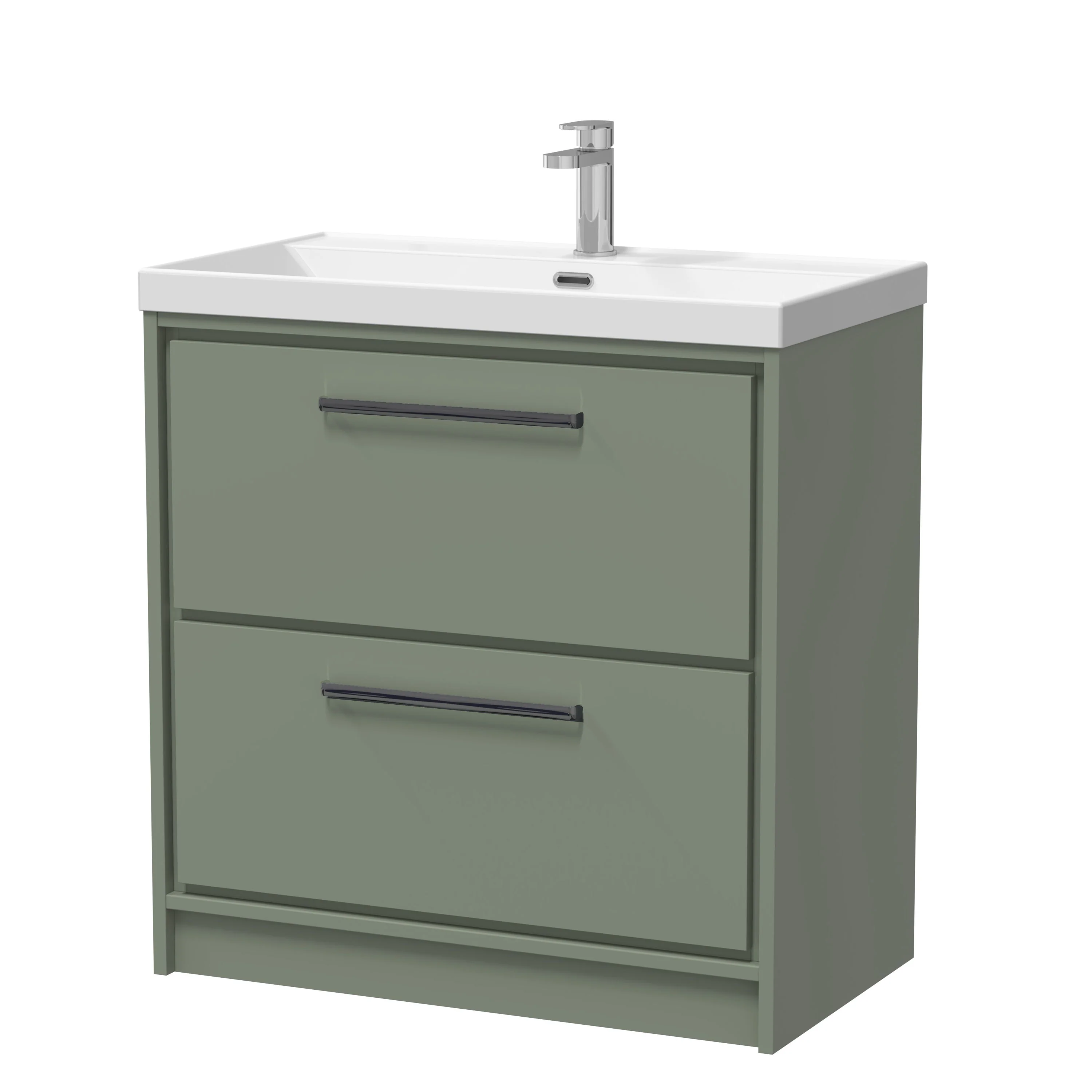 Hudson Reed Lille 800mm 2-Drawer Floor Standing Vanity Unit & Basin - Fern Green - Image 24