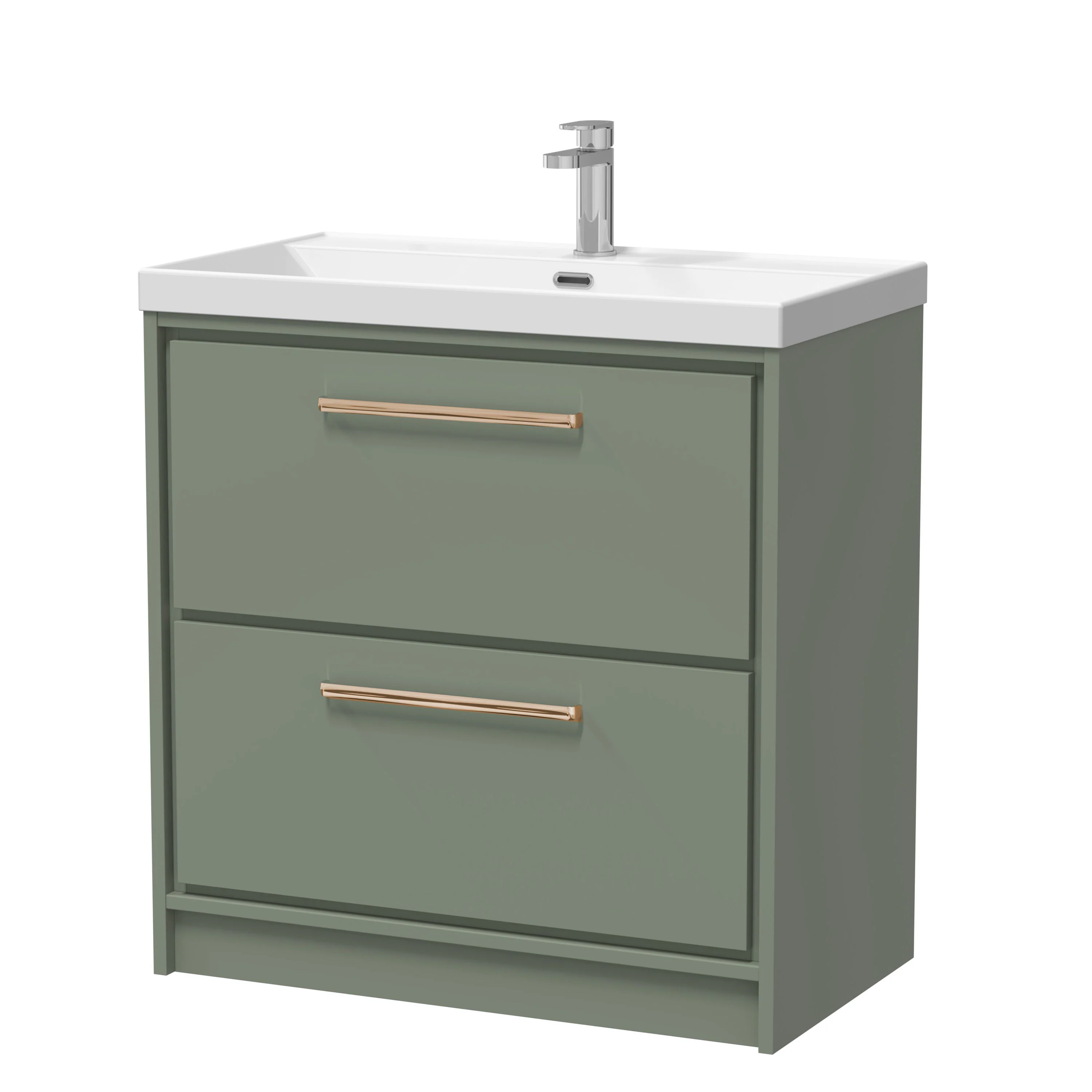 Hudson Reed Lille 800mm 2-Drawer Floor Standing Vanity Unit & Basin - Fern Green - Image 25