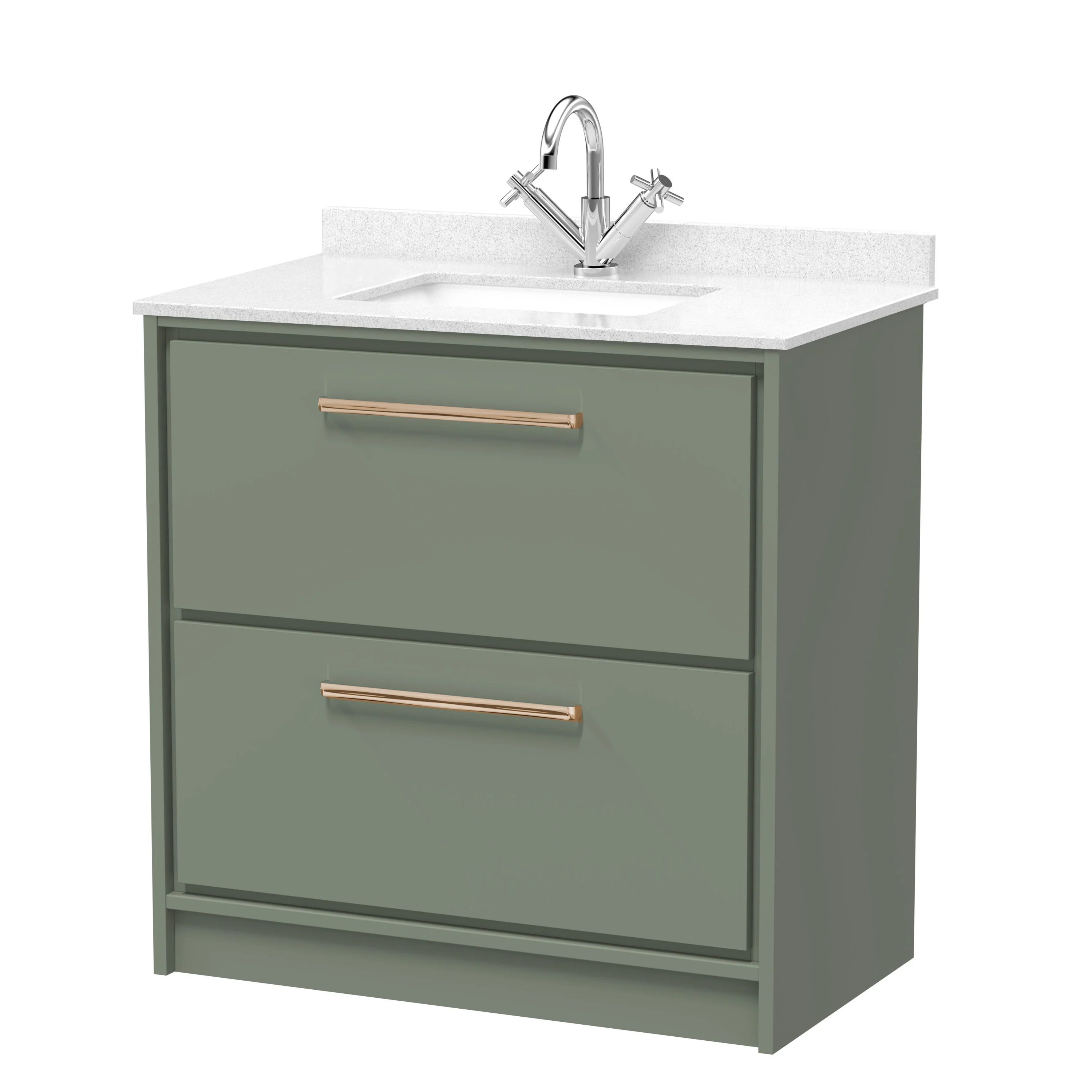 Hudson Reed Lille 800mm 2-Drawer Floor Standing Vanity Unit & Basin - Fern Green - Image 27