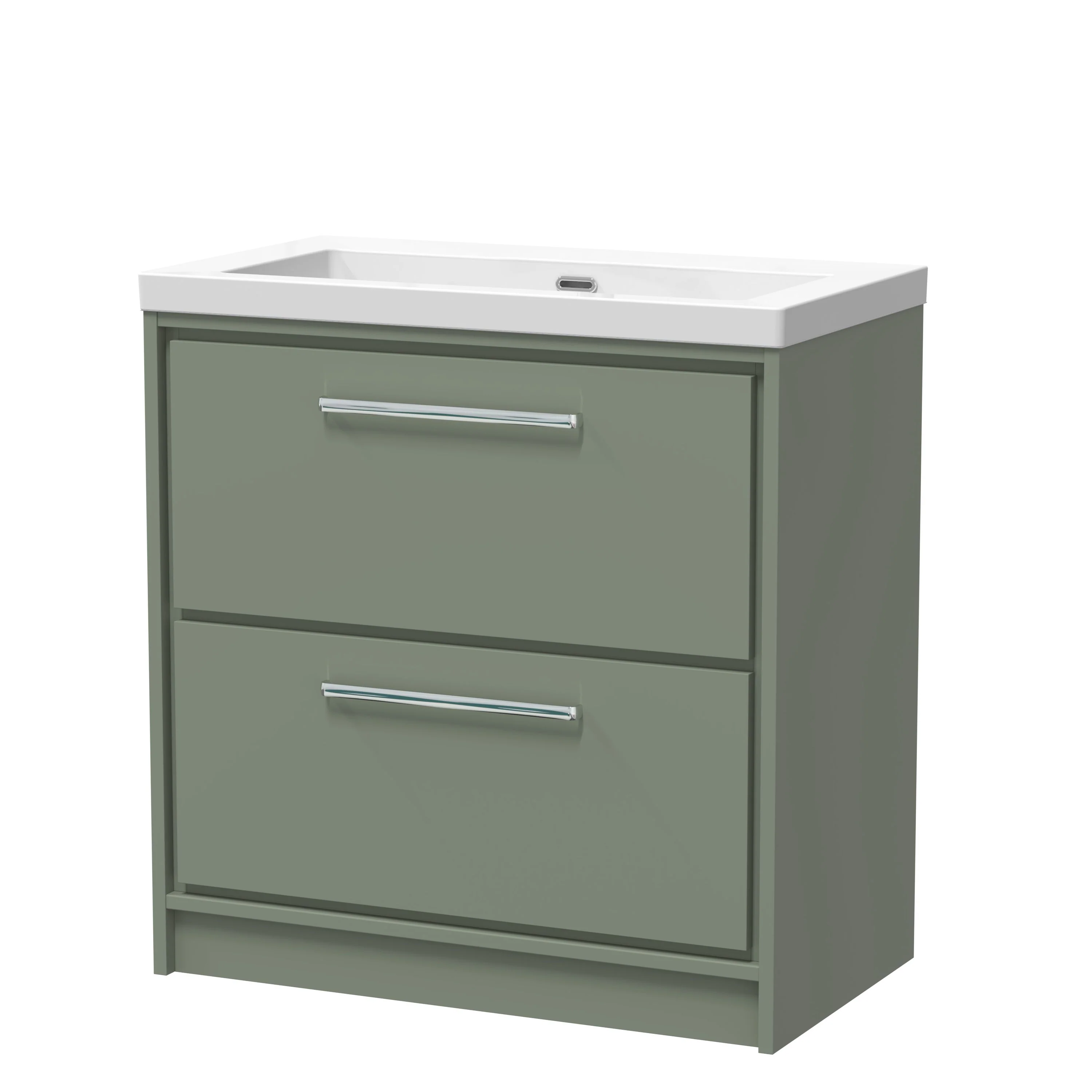 Hudson Reed Lille 800mm 2-Drawer Floor Standing Vanity Unit & Basin - Fern Green - Image 5