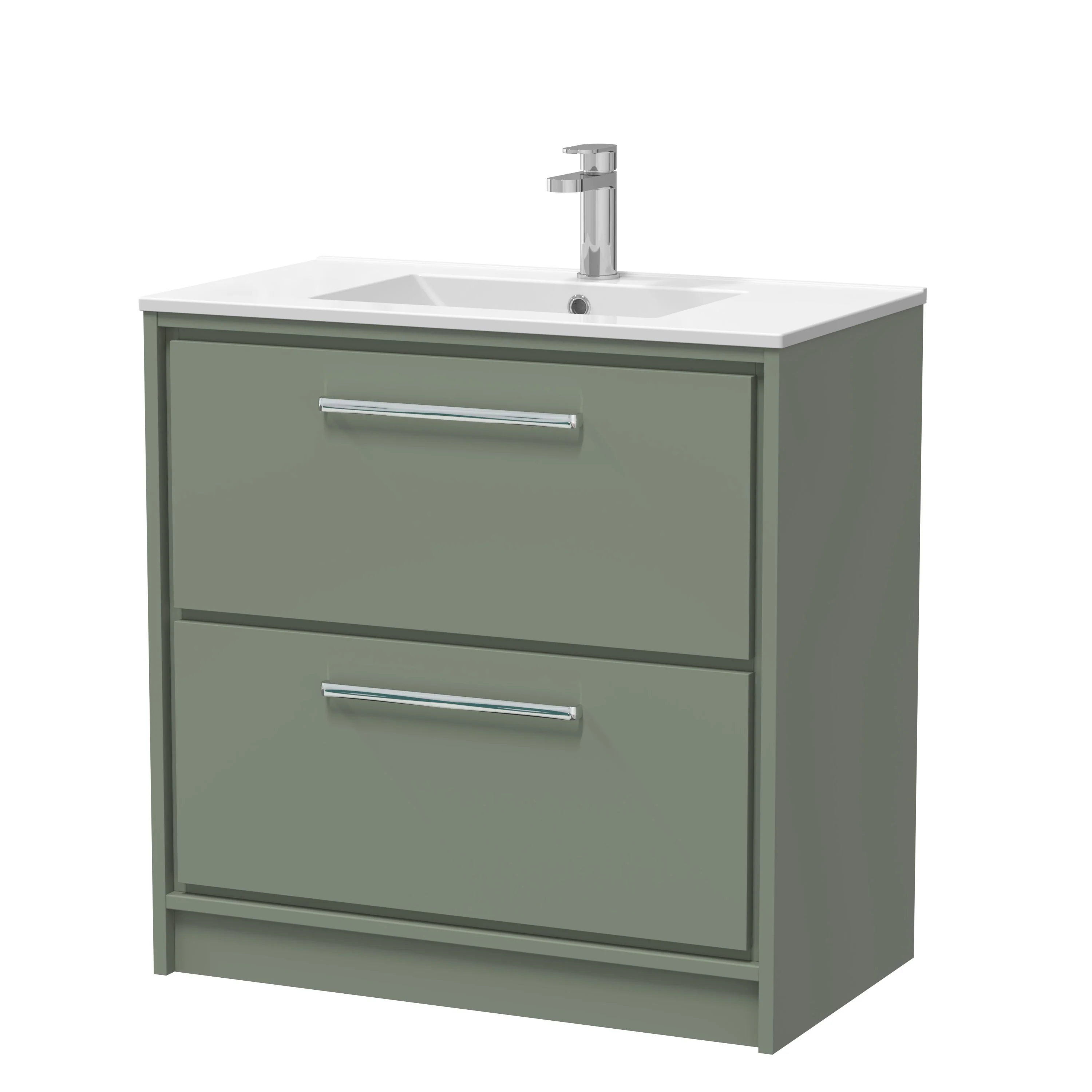 Hudson Reed Lille 800mm 2-Drawer Floor Standing Vanity Unit & Basin - Fern Green - Image 8