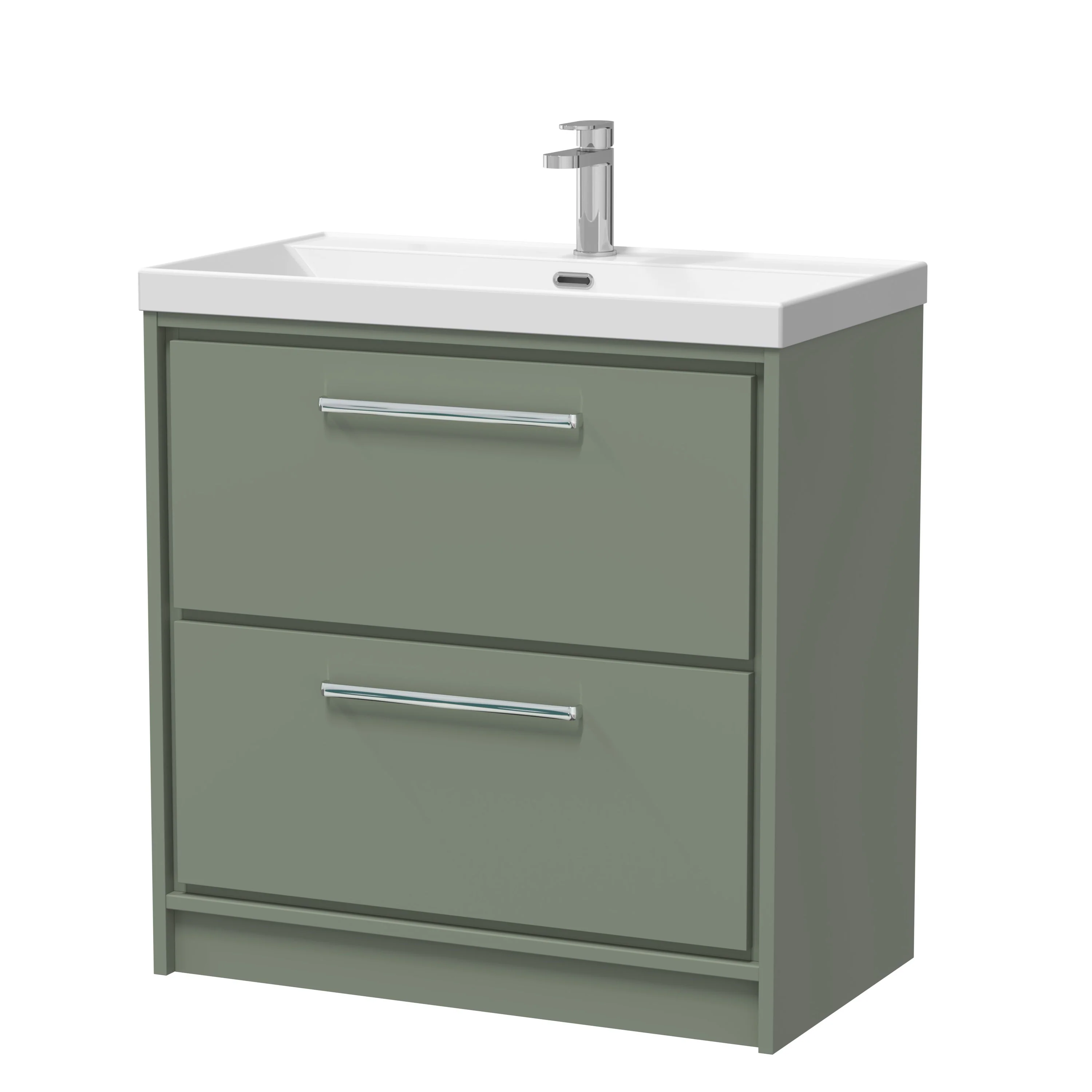 Hudson Reed Lille 800mm 2-Drawer Floor Standing Vanity Unit & Basin - Fern Green - Image 9