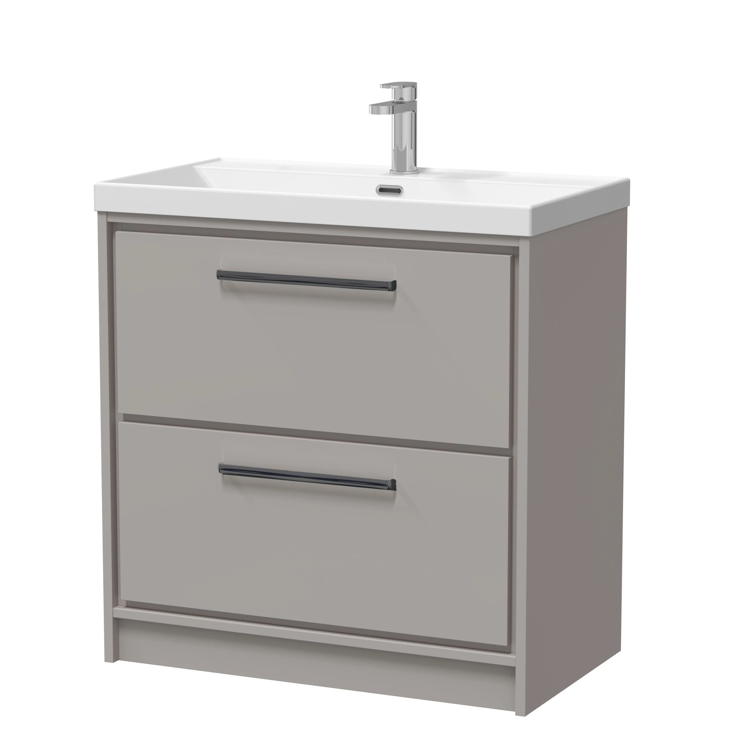 Hudson Reed Lille 800mm 2-Drawer Floor Standing Vanity Unit & Basin - Pebble Grey - Image 15