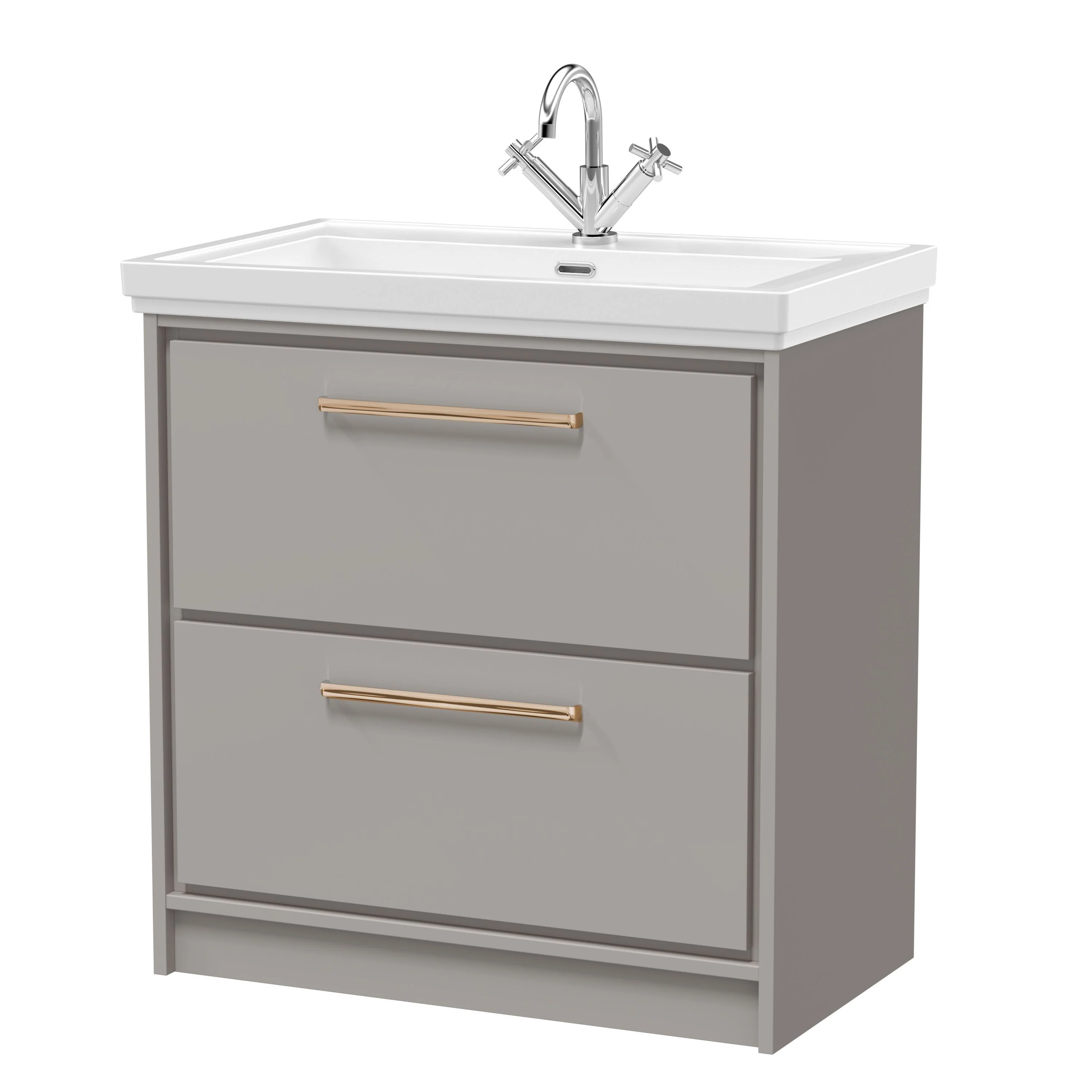 Hudson Reed Lille 800mm 2-Drawer Floor Standing Vanity Unit & Basin - Pebble Grey - Image 20