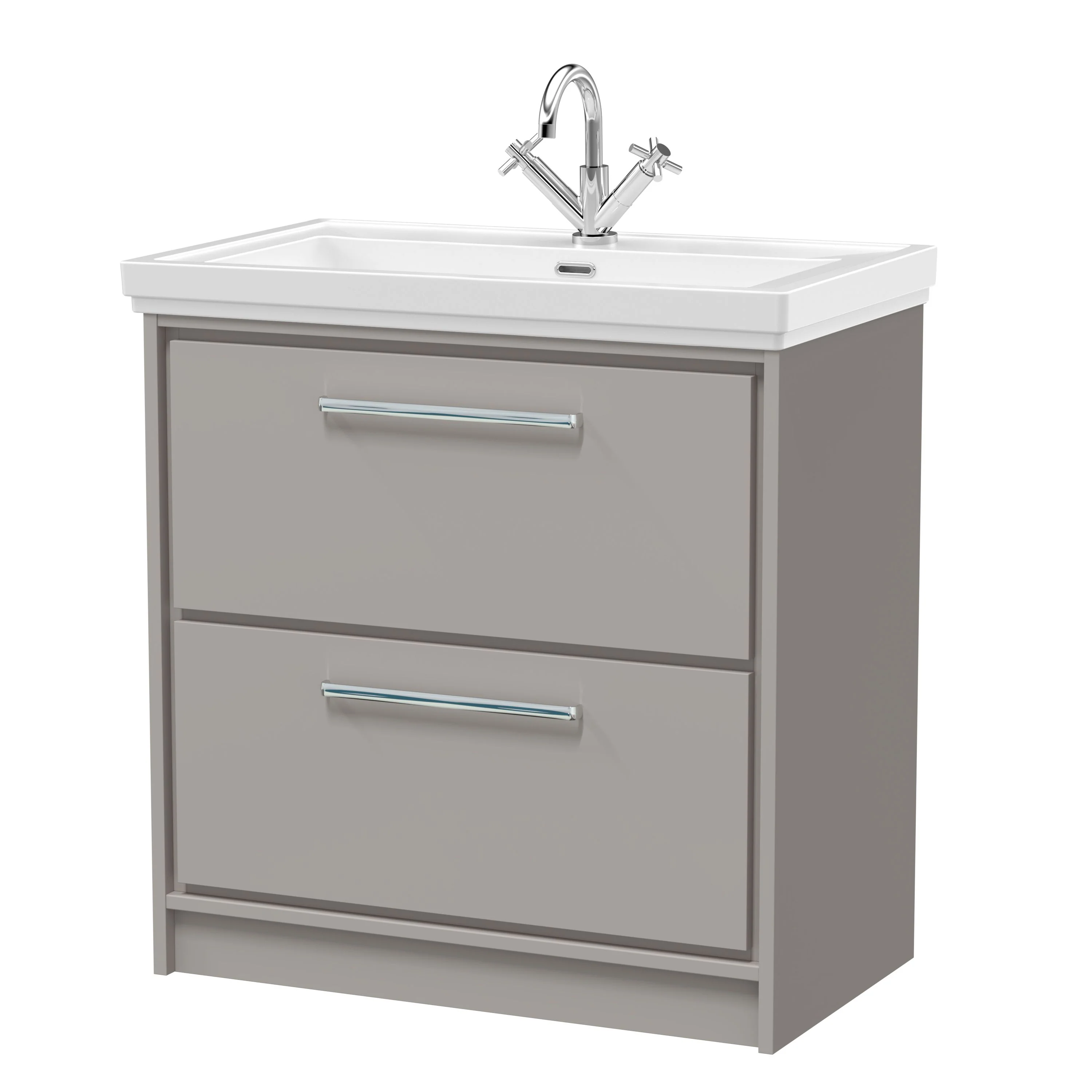 Hudson Reed Lille 800mm 2-Drawer Floor Standing Vanity Unit & Basin - Pebble Grey - Image 3