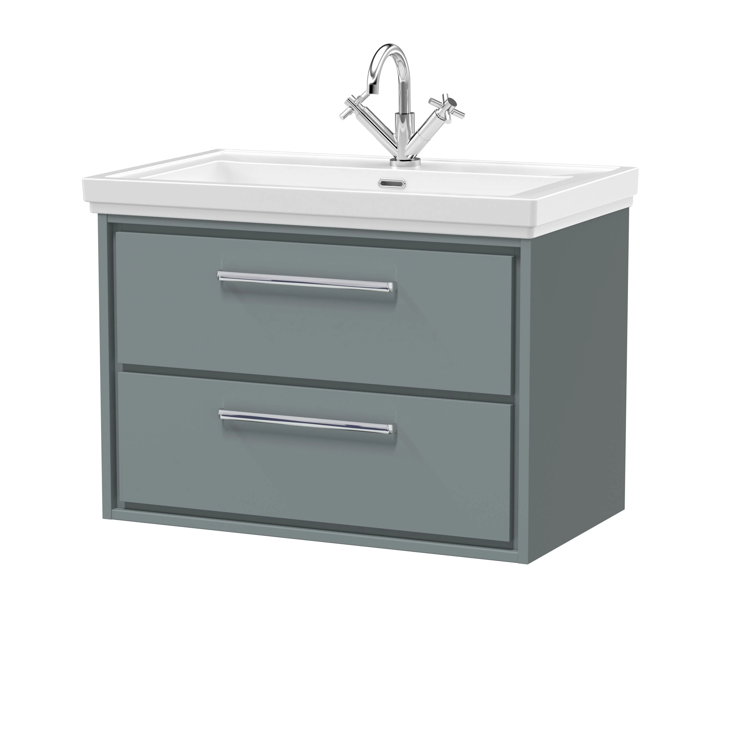 Hudson Reed Lille 800mm 2-Drawer Wall Hung Vanity Unit & Basin - Coastal Grey - Image 2