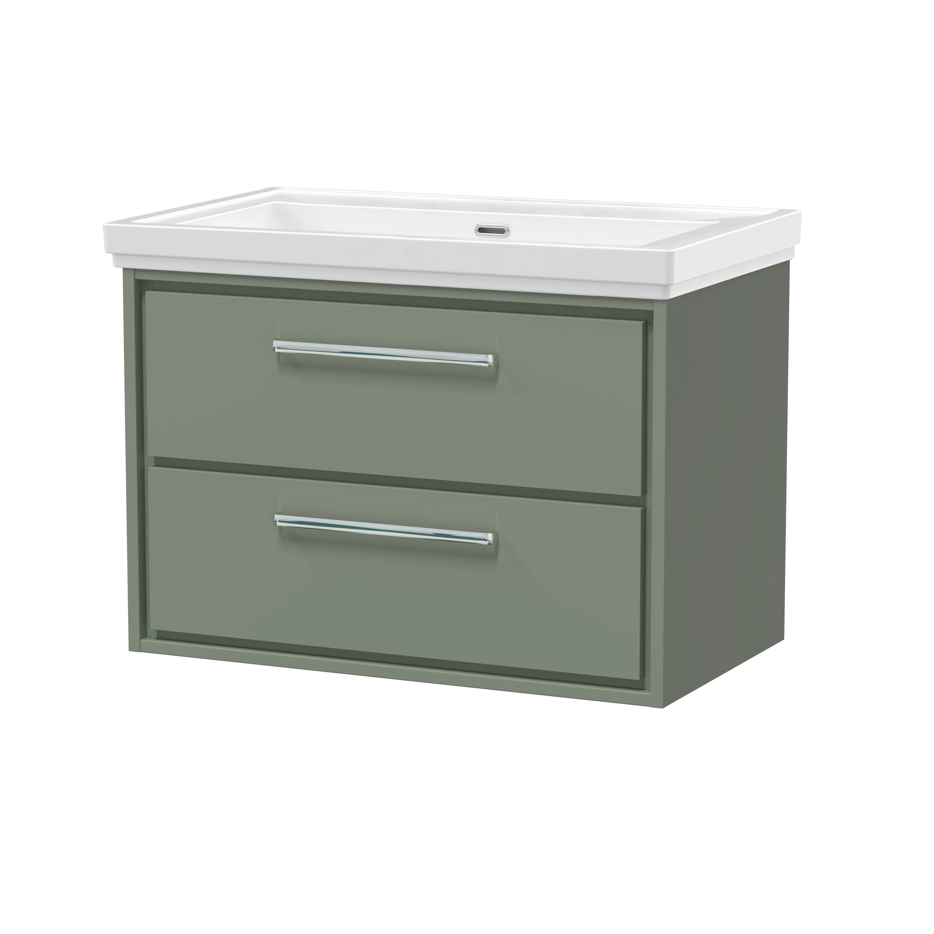Hudson Reed Lille 800mm 2-Drawer Wall Hung Vanity Unit & Basin - Fern Green