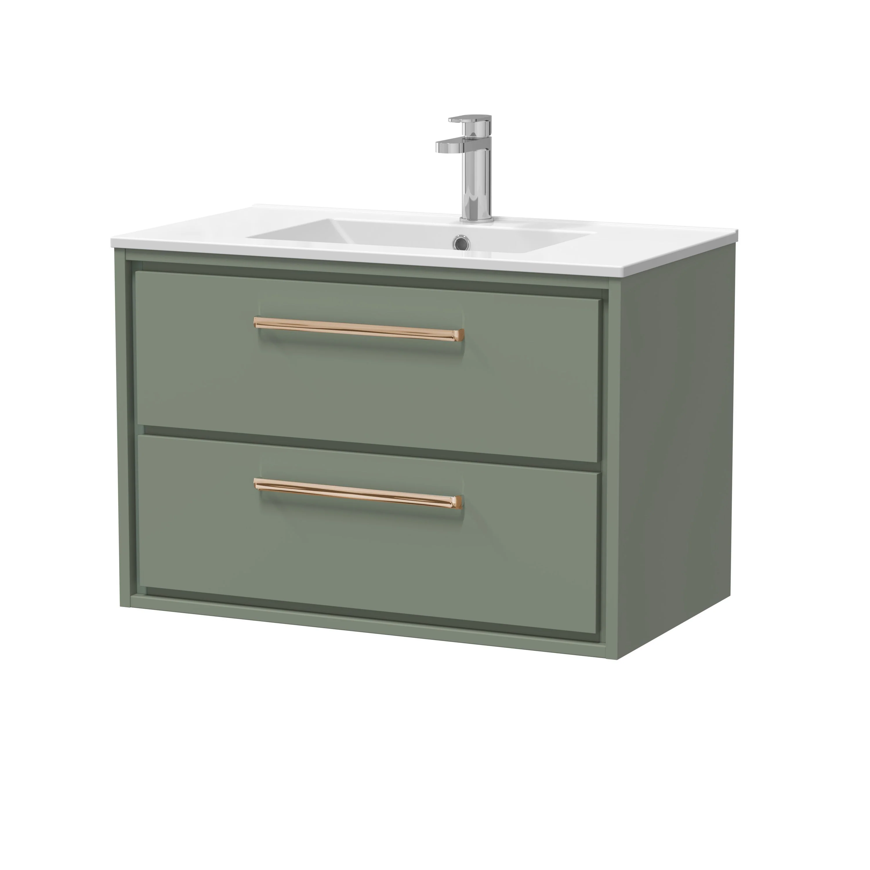 Hudson Reed Lille 800mm 2-Drawer Wall Hung Vanity Unit & Basin - Fern Green - Image 14
