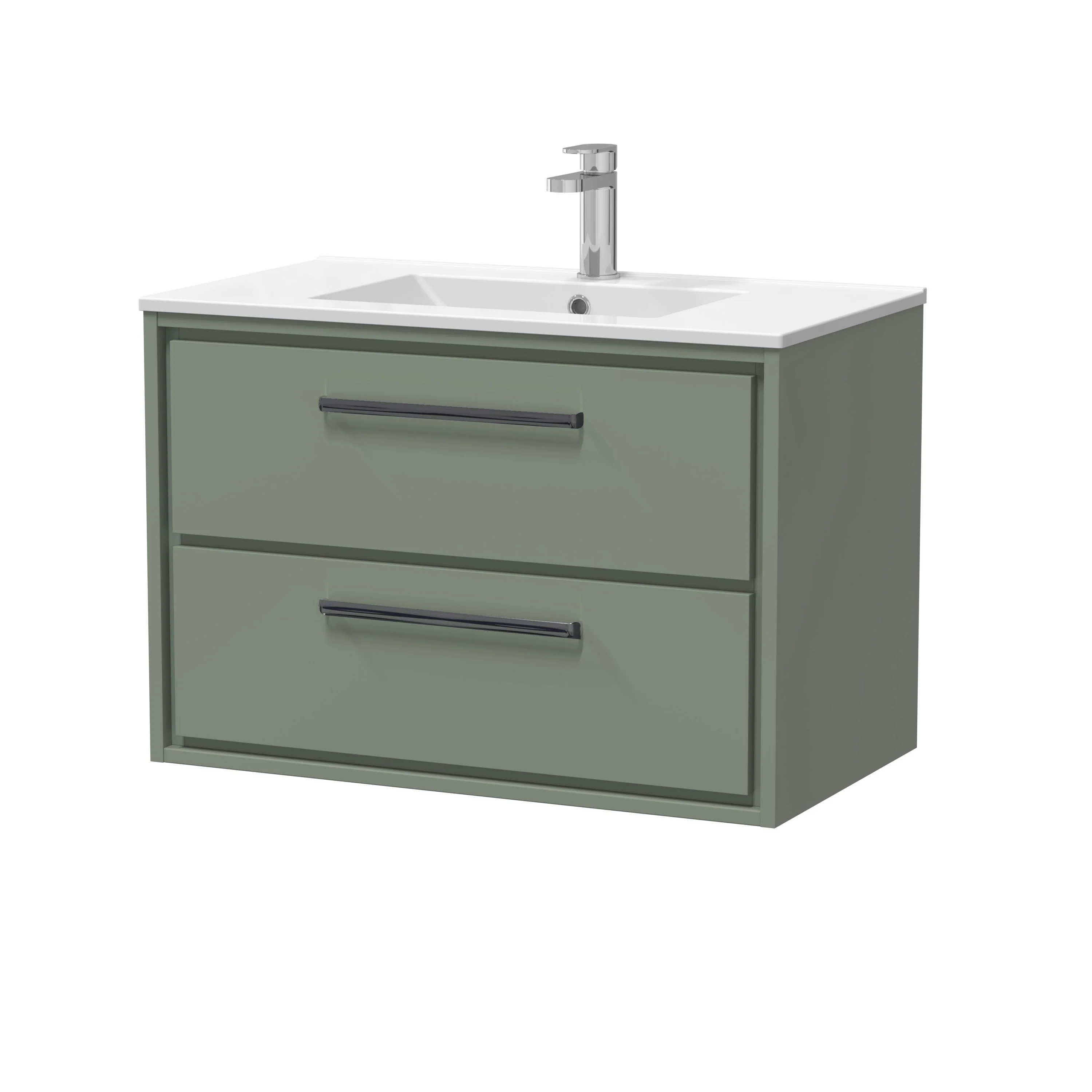 Hudson Reed Lille 800mm 2-Drawer Wall Hung Vanity Unit & Basin - Fern Green - Image 15