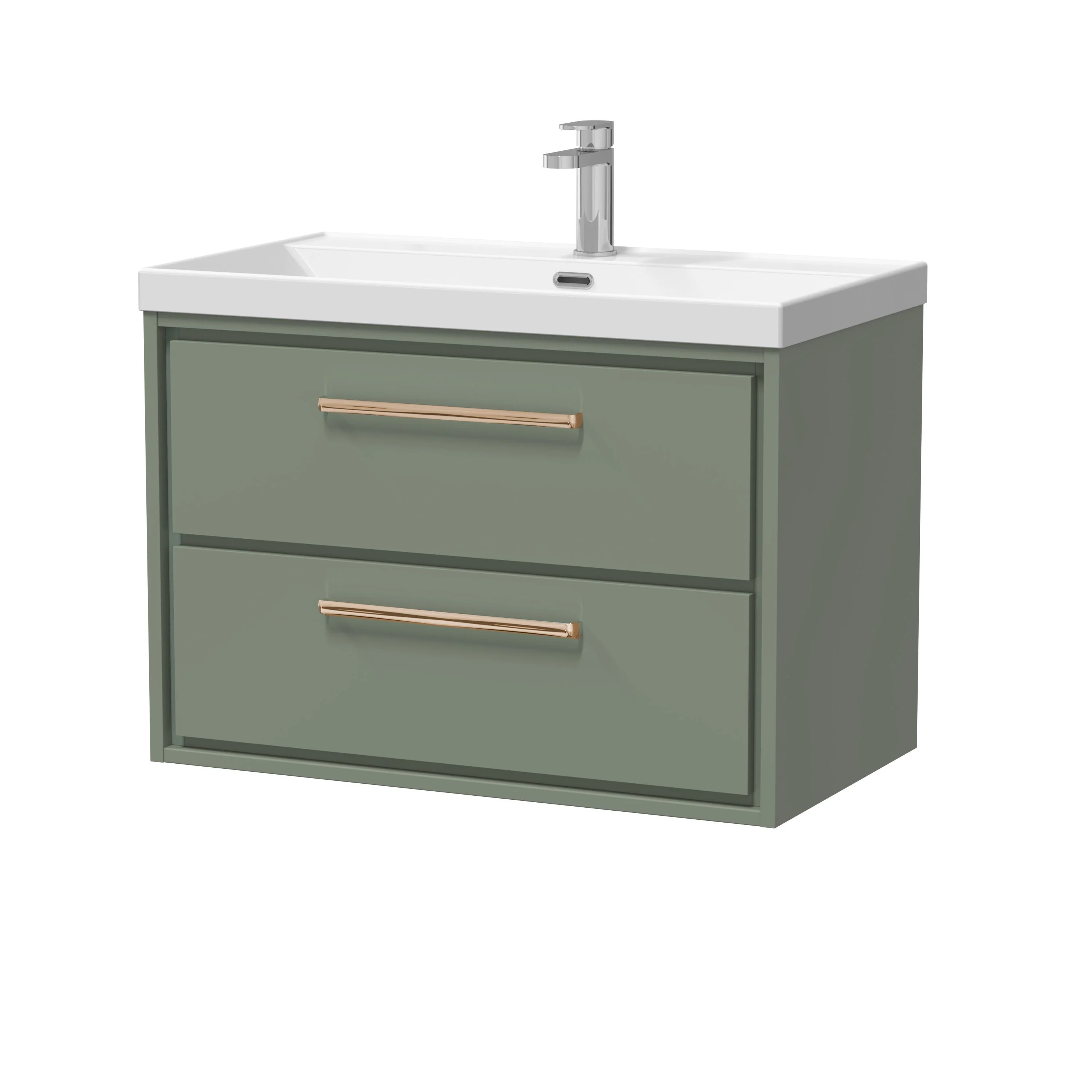 Hudson Reed Lille 800mm 2-Drawer Wall Hung Vanity Unit & Basin - Fern Green - Image 16