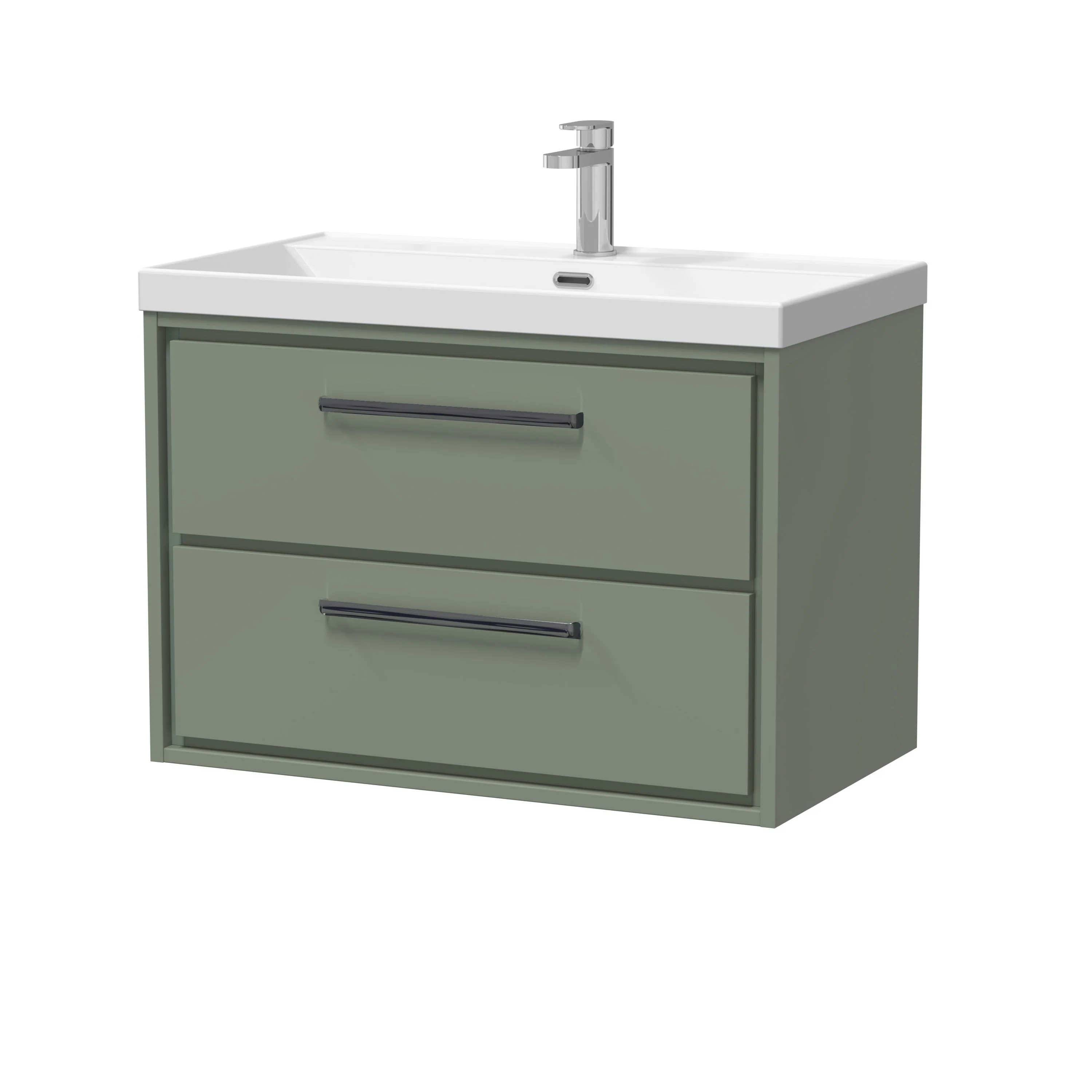 Hudson Reed Lille 800mm 2-Drawer Wall Hung Vanity Unit & Basin - Fern Green - Image 17