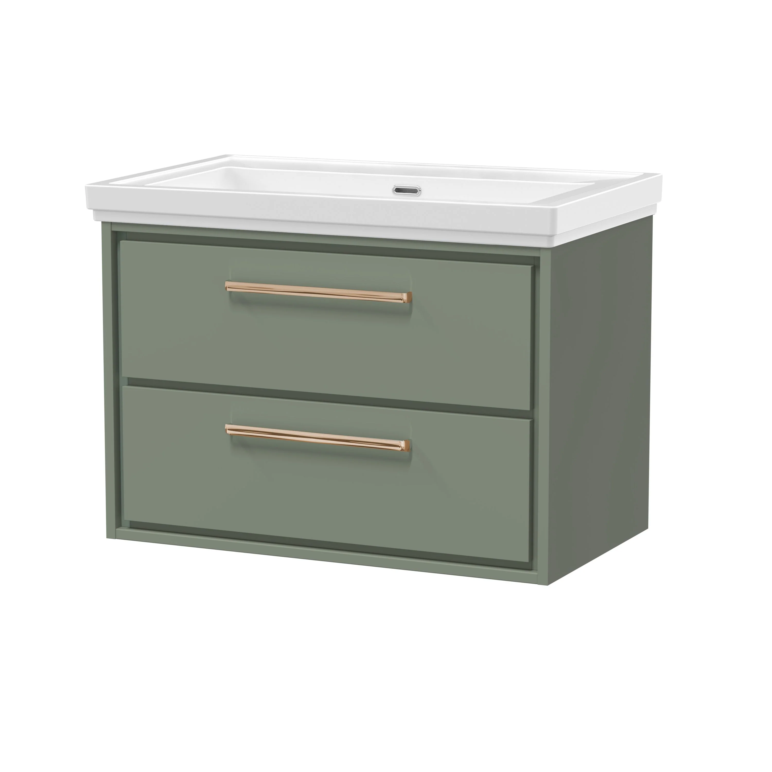 Hudson Reed Lille 800mm 2-Drawer Wall Hung Vanity Unit & Basin - Fern Green - Image 18