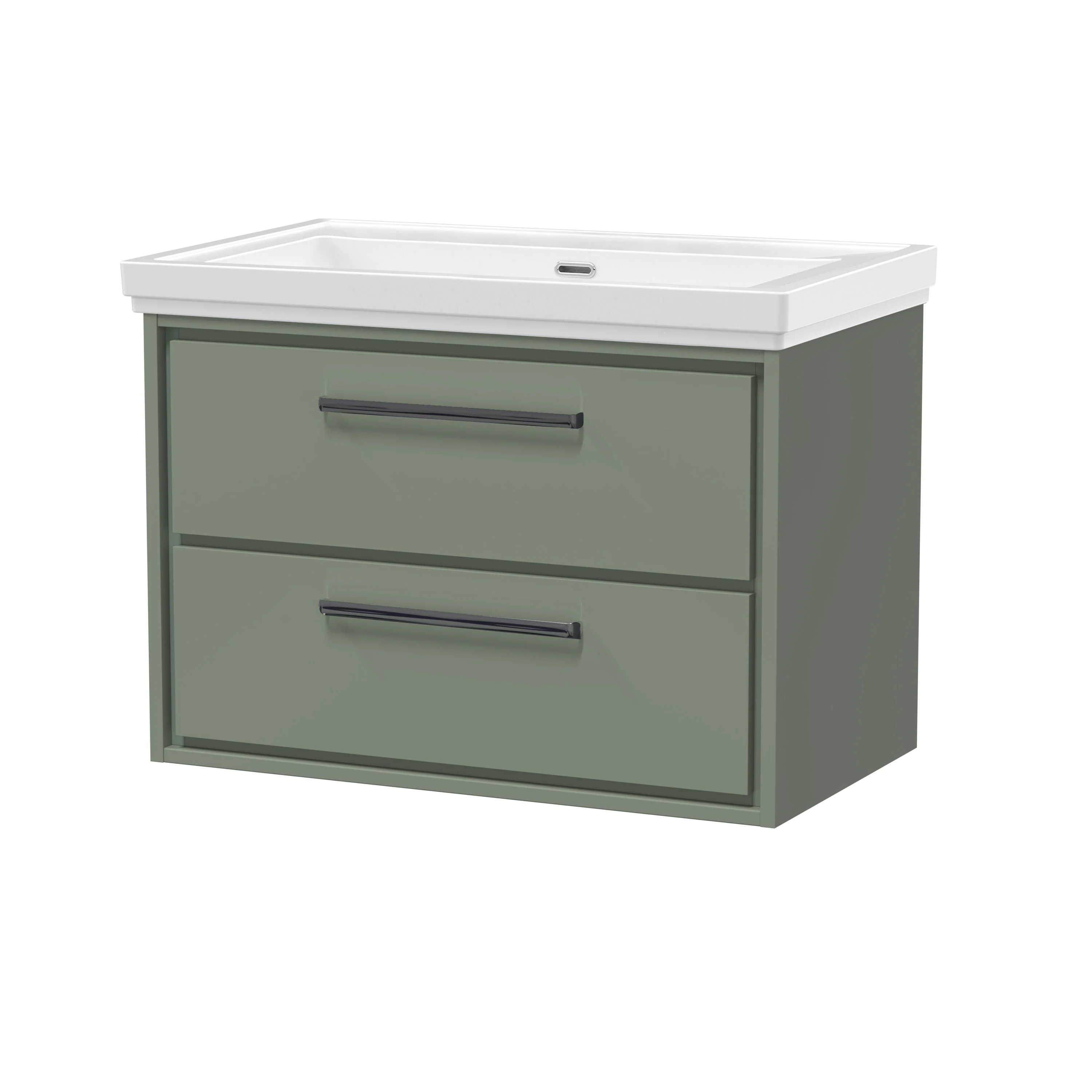Hudson Reed Lille 800mm 2-Drawer Wall Hung Vanity Unit & Basin - Fern Green - Image 19