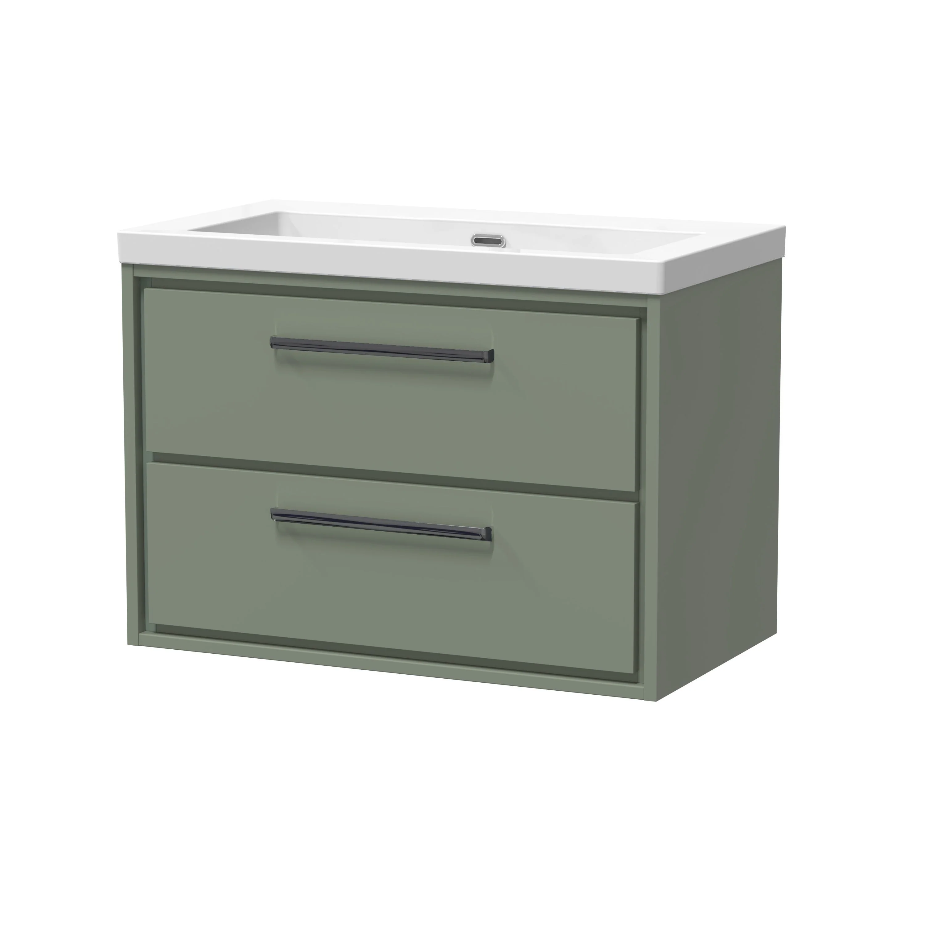 Hudson Reed Lille 800mm 2-Drawer Wall Hung Vanity Unit & Basin - Fern Green - Image 21