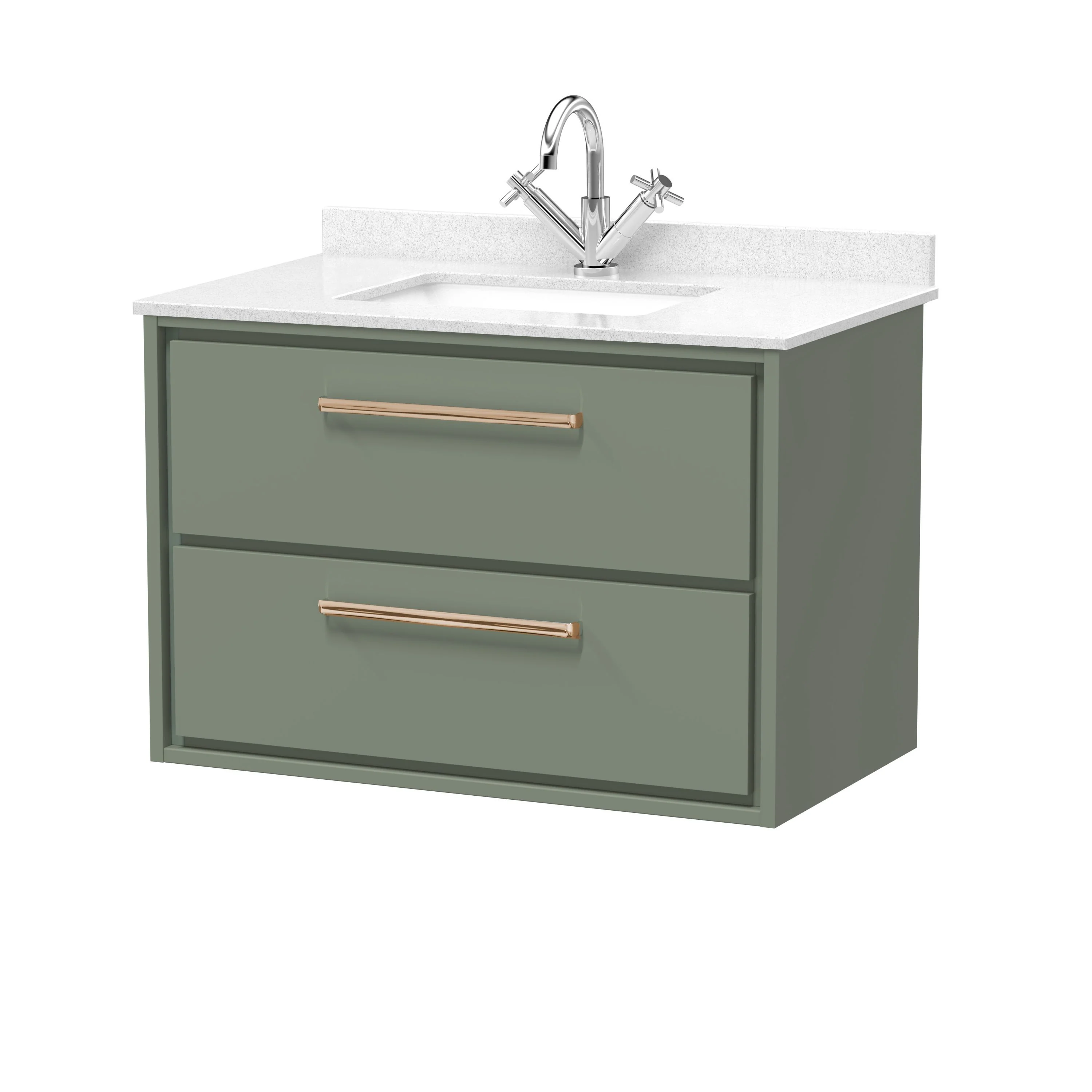 Hudson Reed Lille 800mm 2-Drawer Wall Hung Vanity Unit & Basin - Fern Green - Image 26