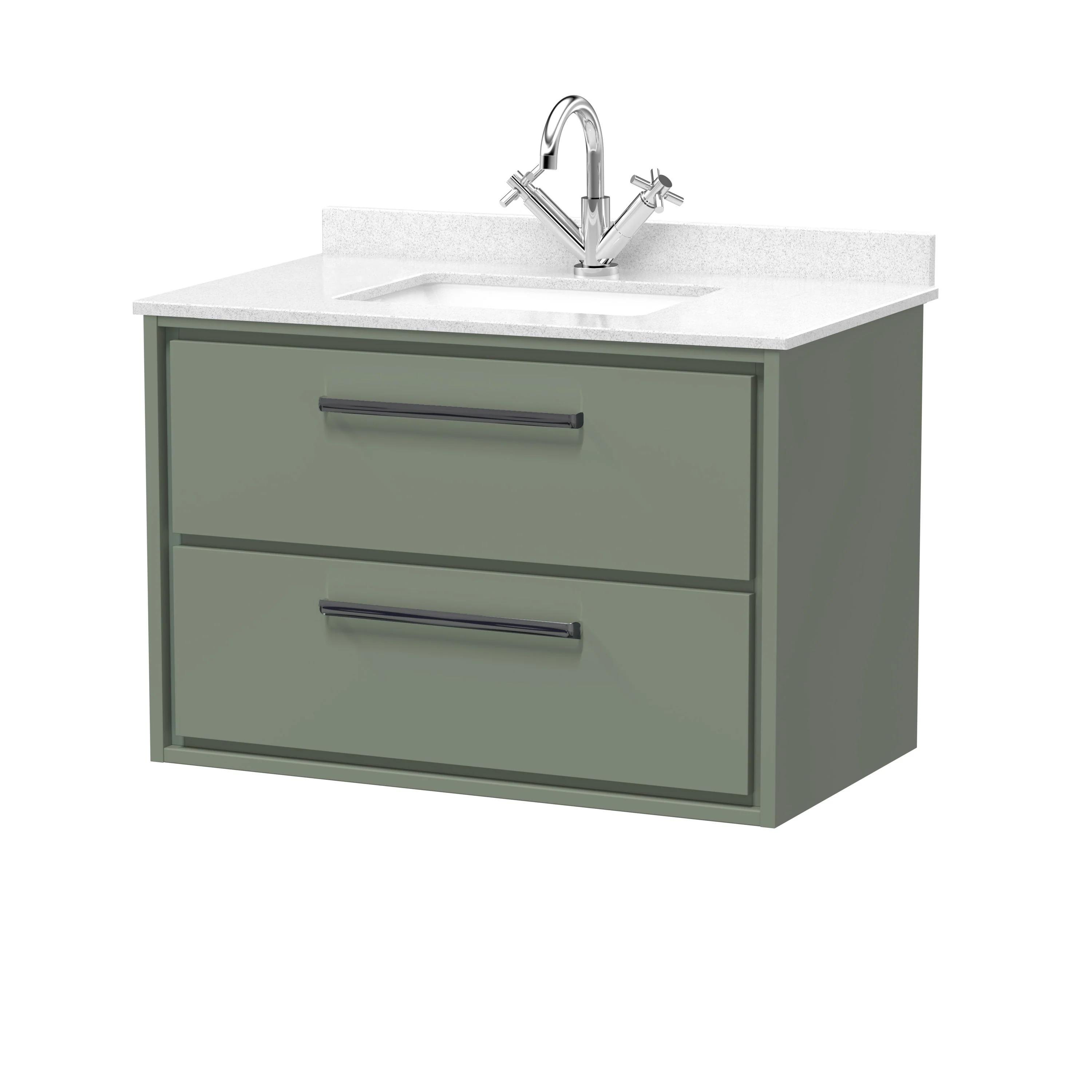 Hudson Reed Lille 800mm 2-Drawer Wall Hung Vanity Unit & Basin - Fern Green - Image 27