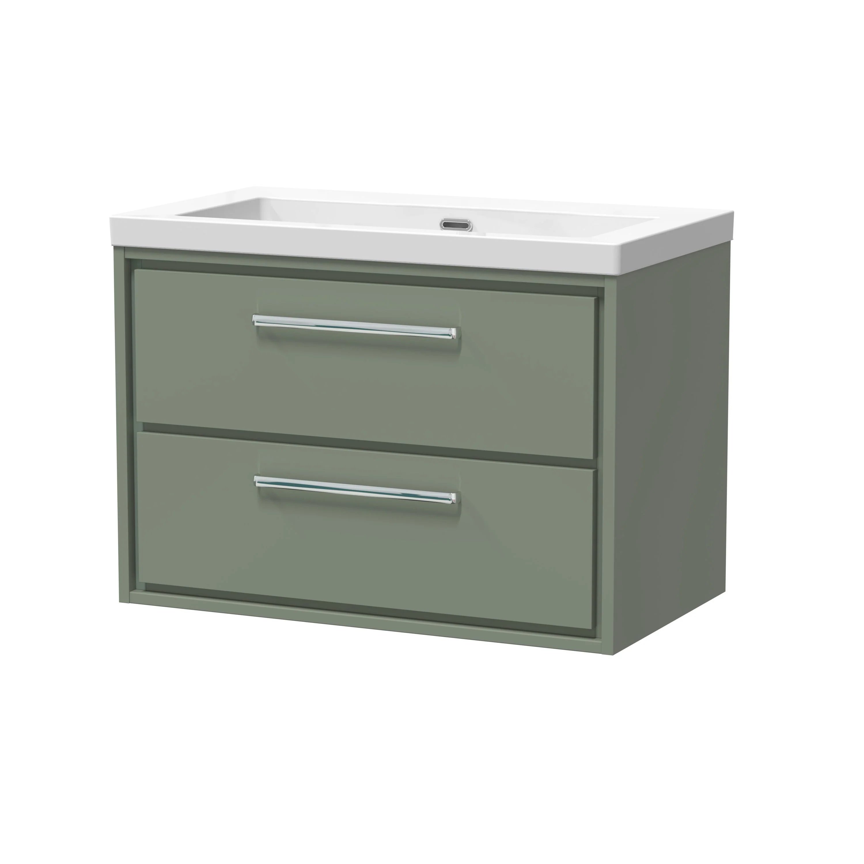 Hudson Reed Lille 800mm 2-Drawer Wall Hung Vanity Unit & Basin - Fern Green - Image 4