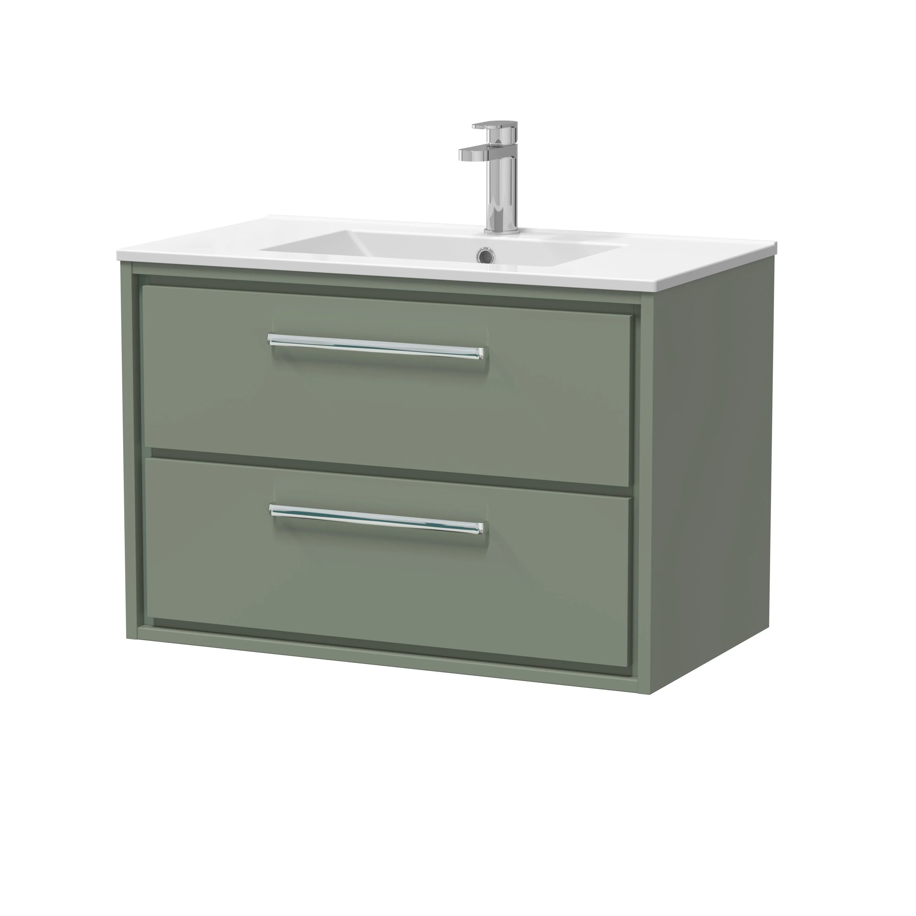 Hudson Reed Lille 800mm 2-Drawer Wall Hung Vanity Unit & Basin - Fern Green - Image 7