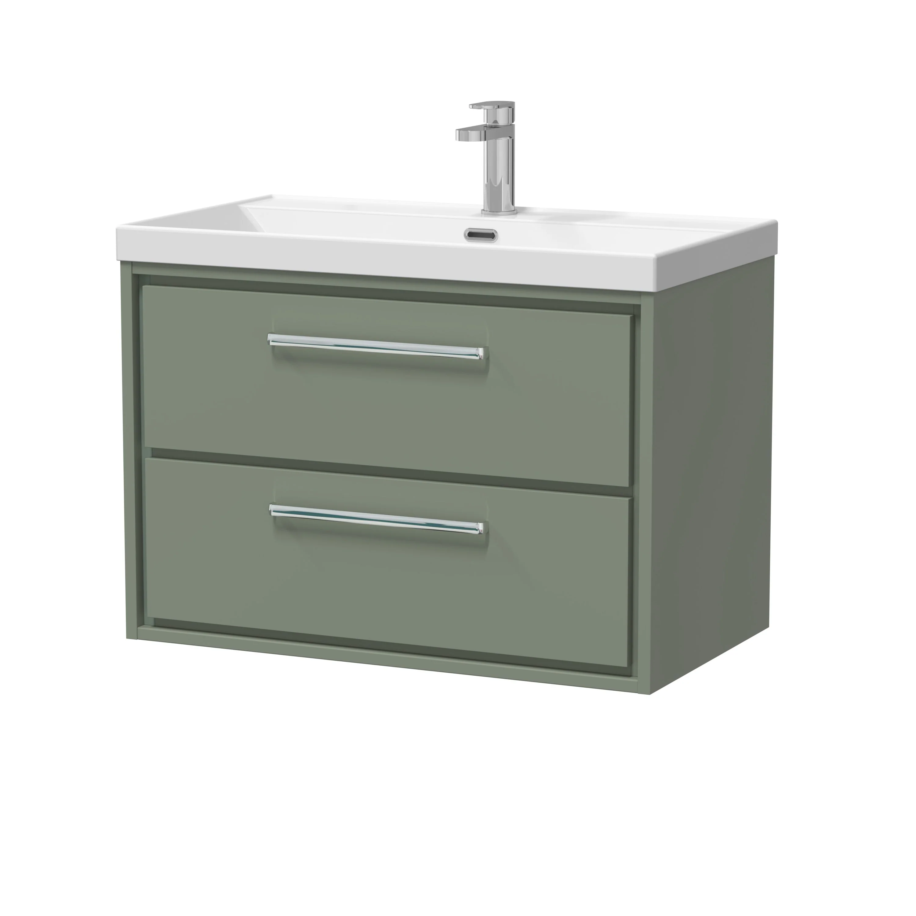 Hudson Reed Lille 800mm 2-Drawer Wall Hung Vanity Unit & Basin - Fern Green - Image 8