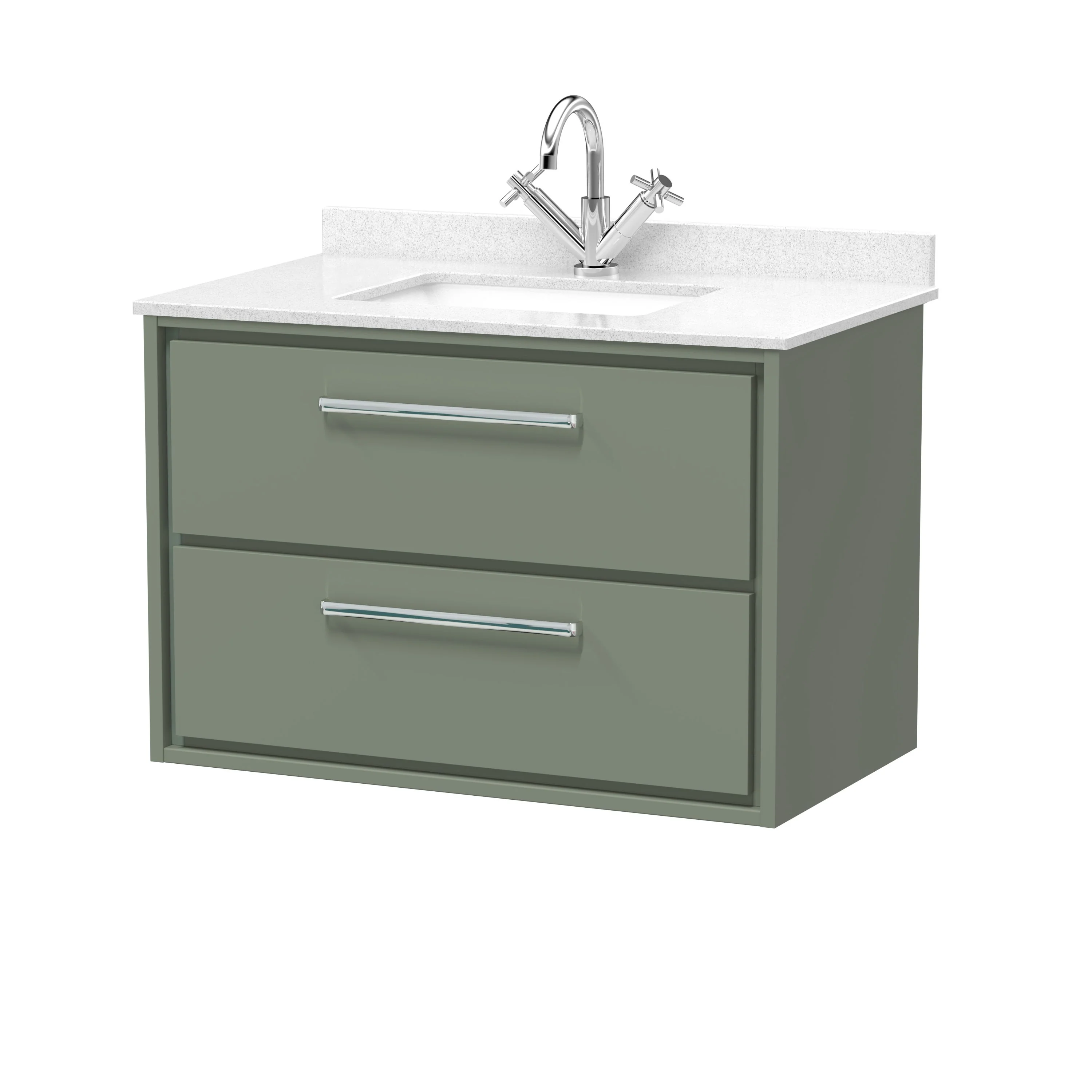 Hudson Reed Lille 800mm 2-Drawer Wall Hung Vanity Unit & Basin - Fern Green - Image 9