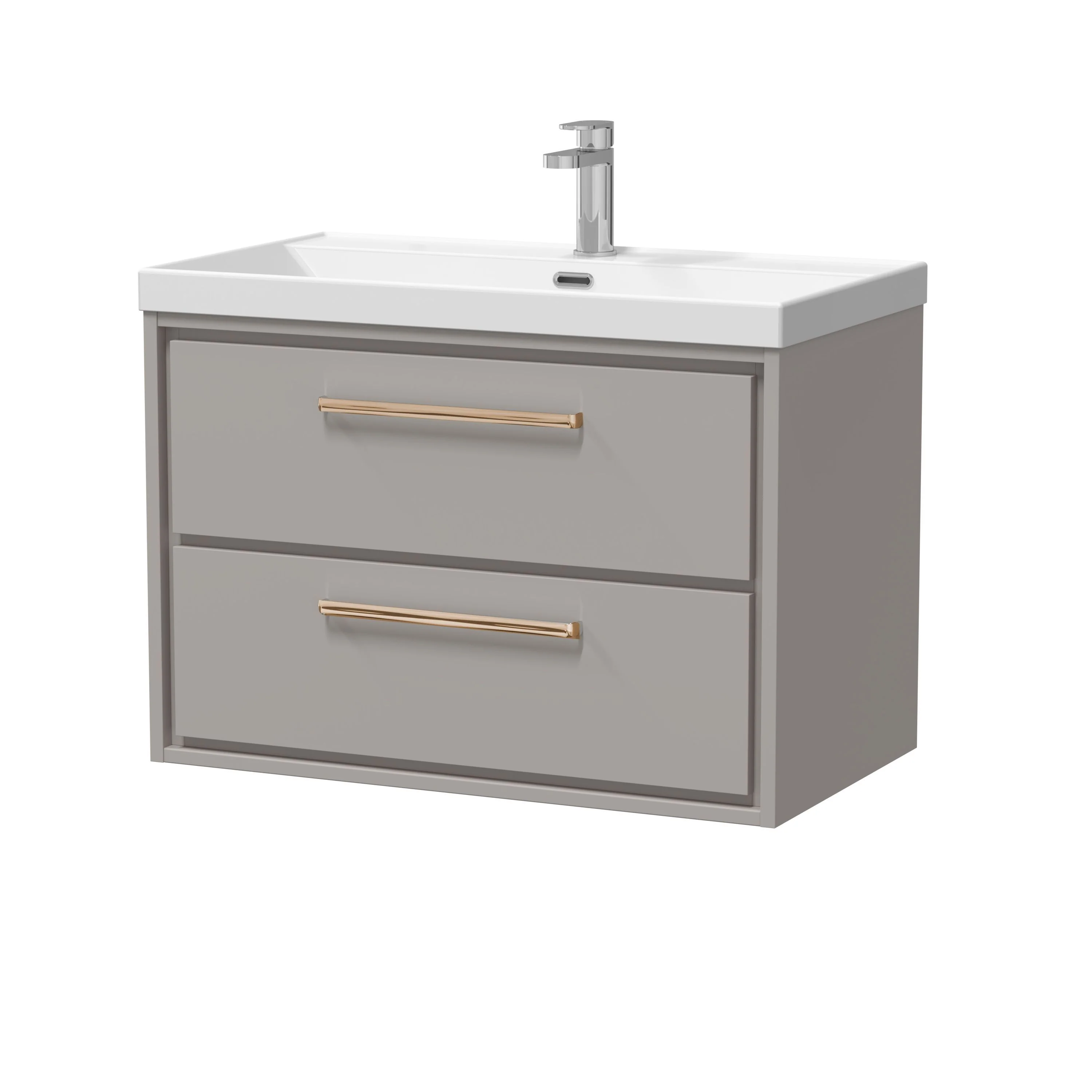 Hudson Reed Lille 800mm 2-Drawer Wall Hung Vanity Unit & Basin - Pebble Grey - Image 23
