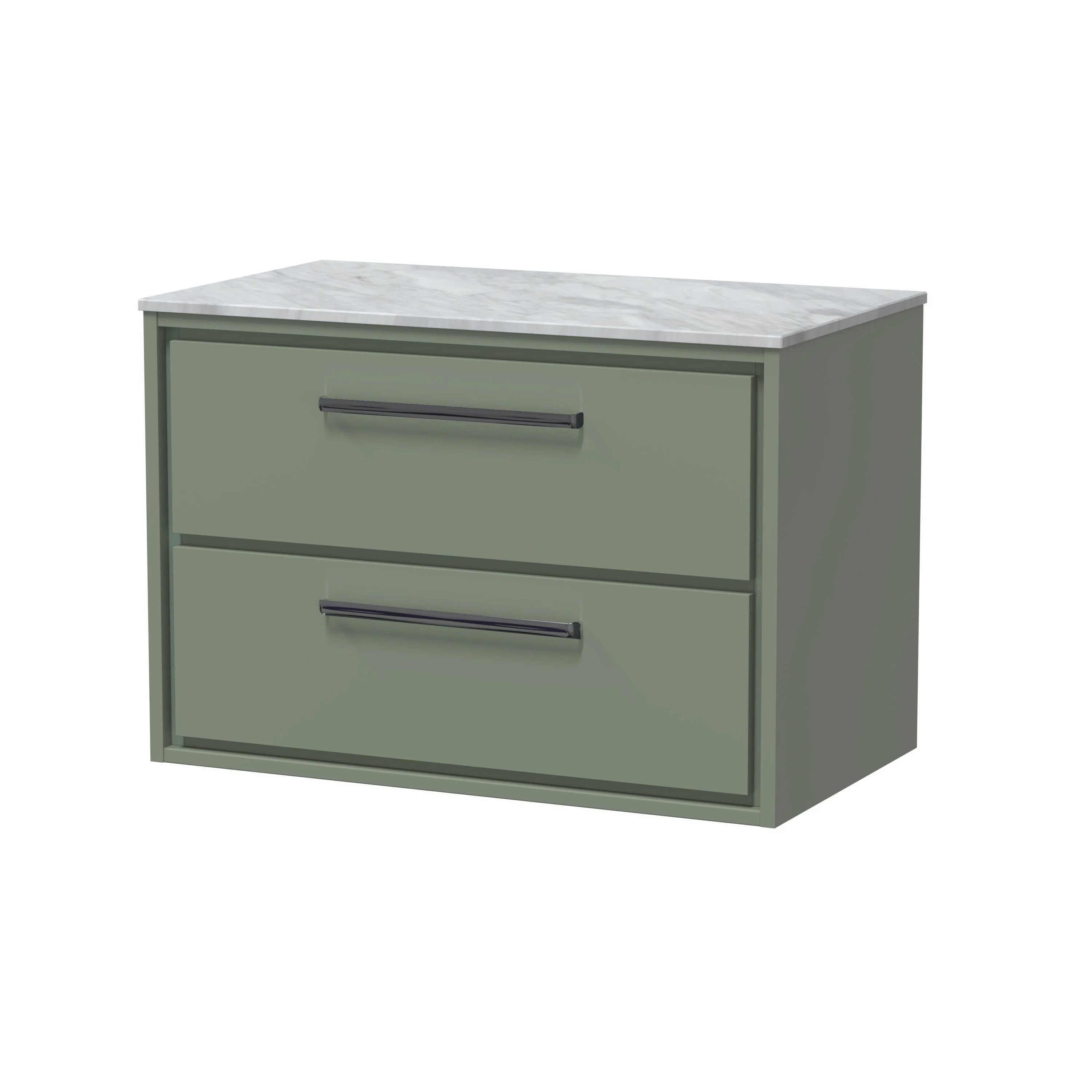Hudson Reed Lille 800mm 2-Drawer Wall Hung Vanity Unit - Fern Green - Image 10