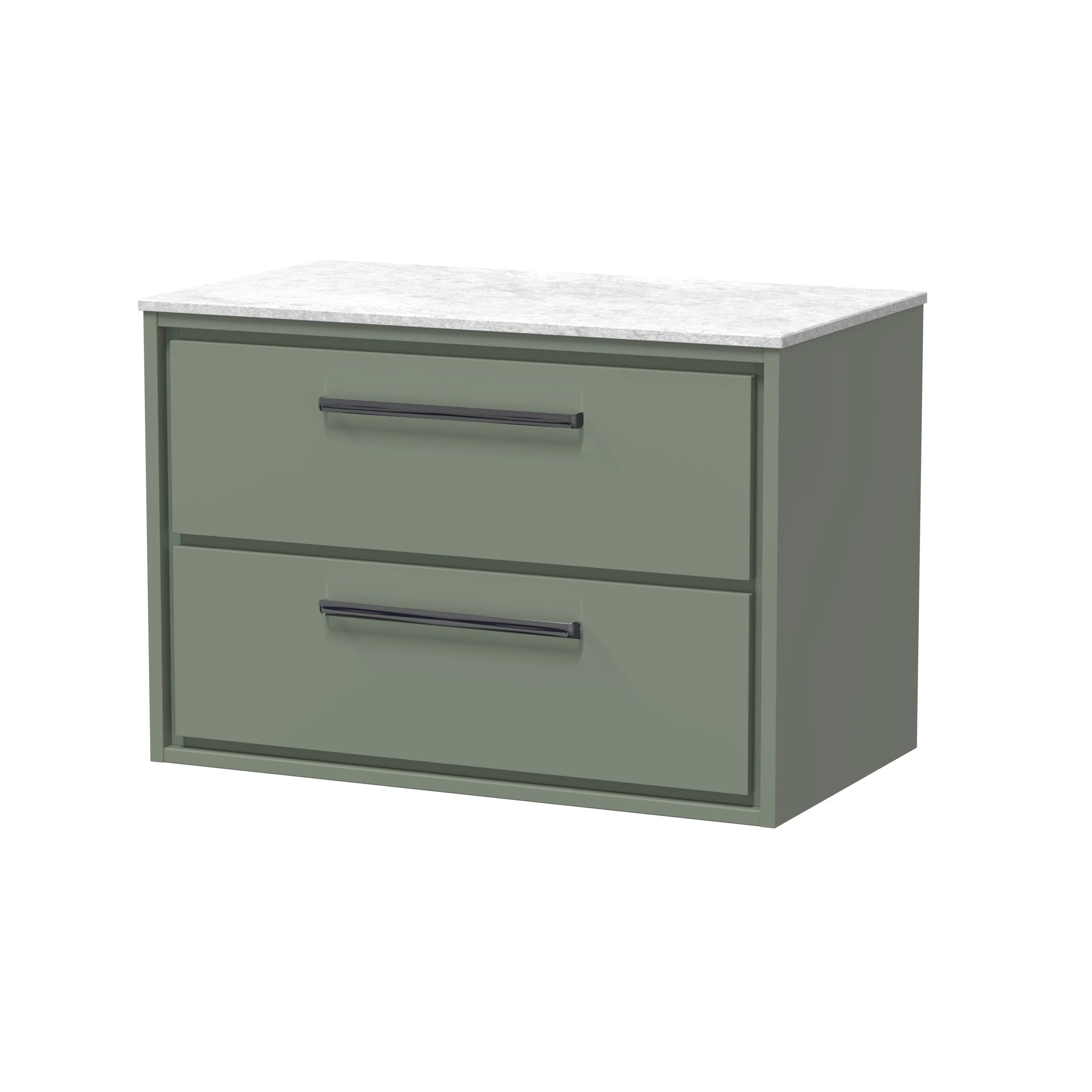 Hudson Reed Lille 800mm 2-Drawer Wall Hung Vanity Unit - Fern Green - Image 14