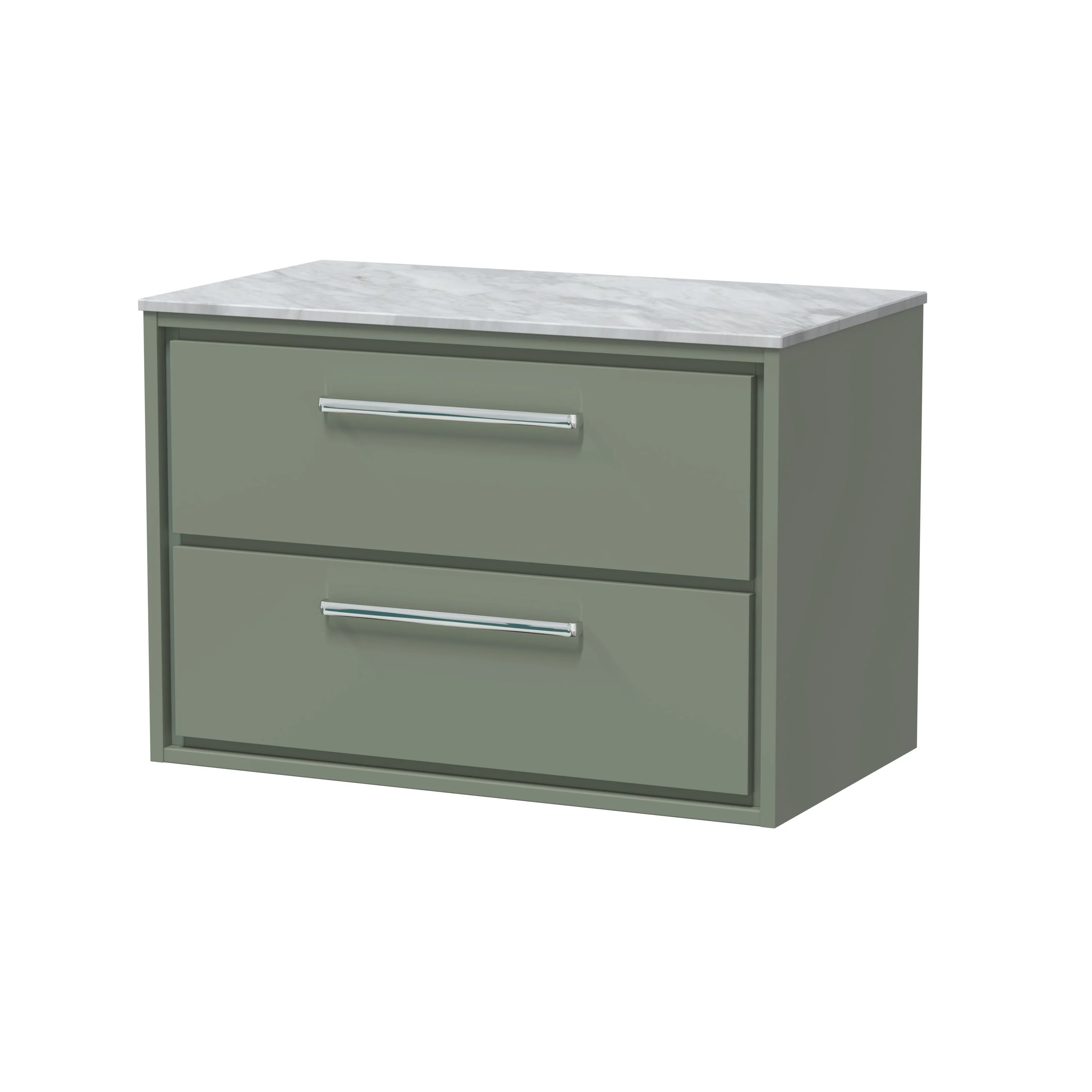 Hudson Reed Lille 800mm 2-Drawer Wall Hung Vanity Unit - Fern Green - Image 4