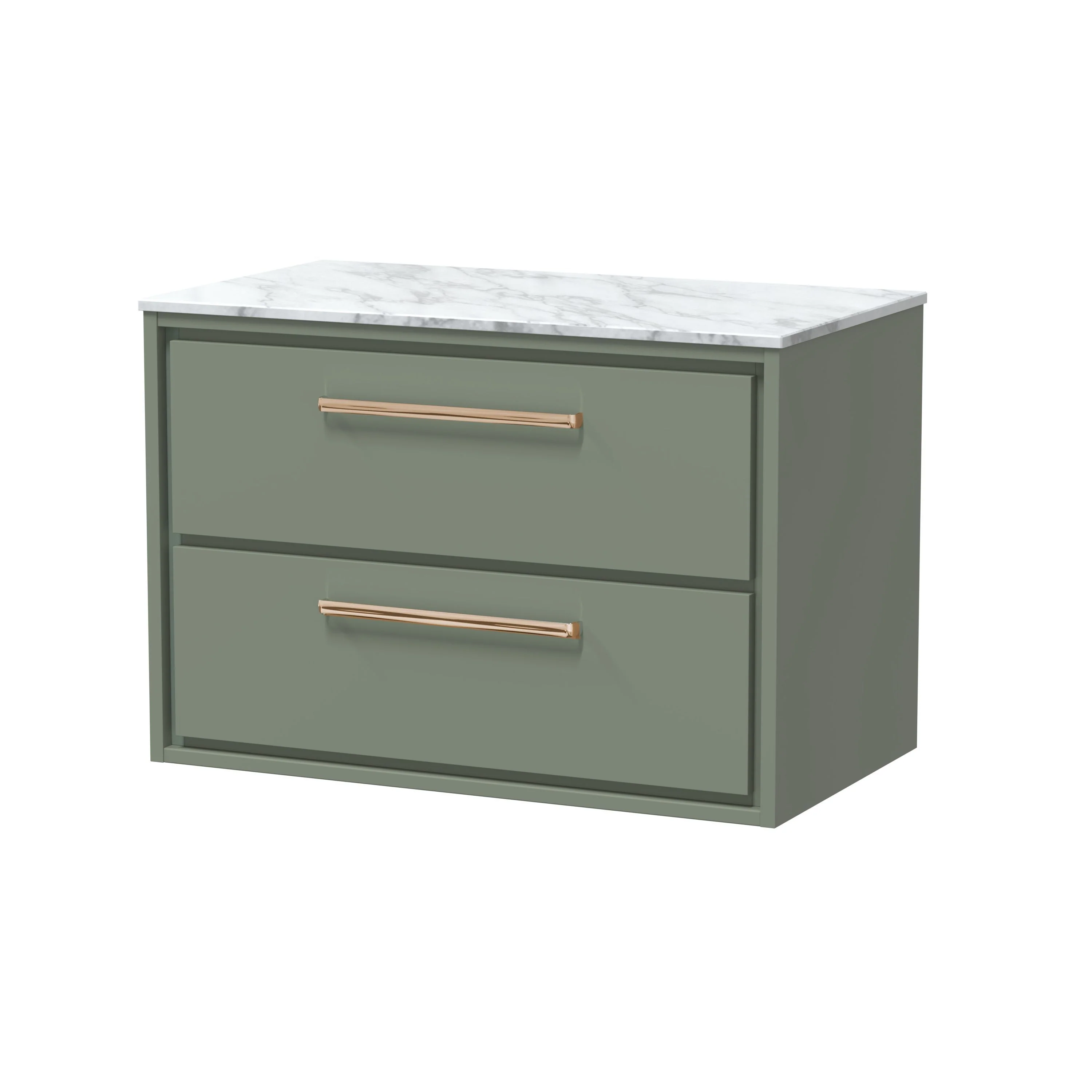 Hudson Reed Lille 800mm 2-Drawer Wall Hung Vanity Unit - Fern Green - Image 7