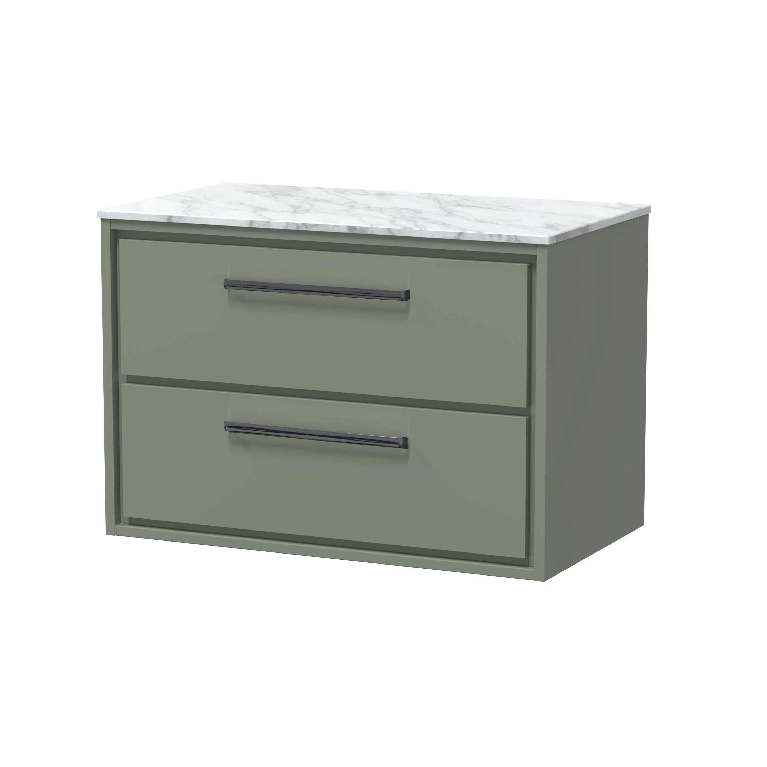 Hudson Reed Lille 800mm 2-Drawer Wall Hung Vanity Unit - Fern Green - Image 8