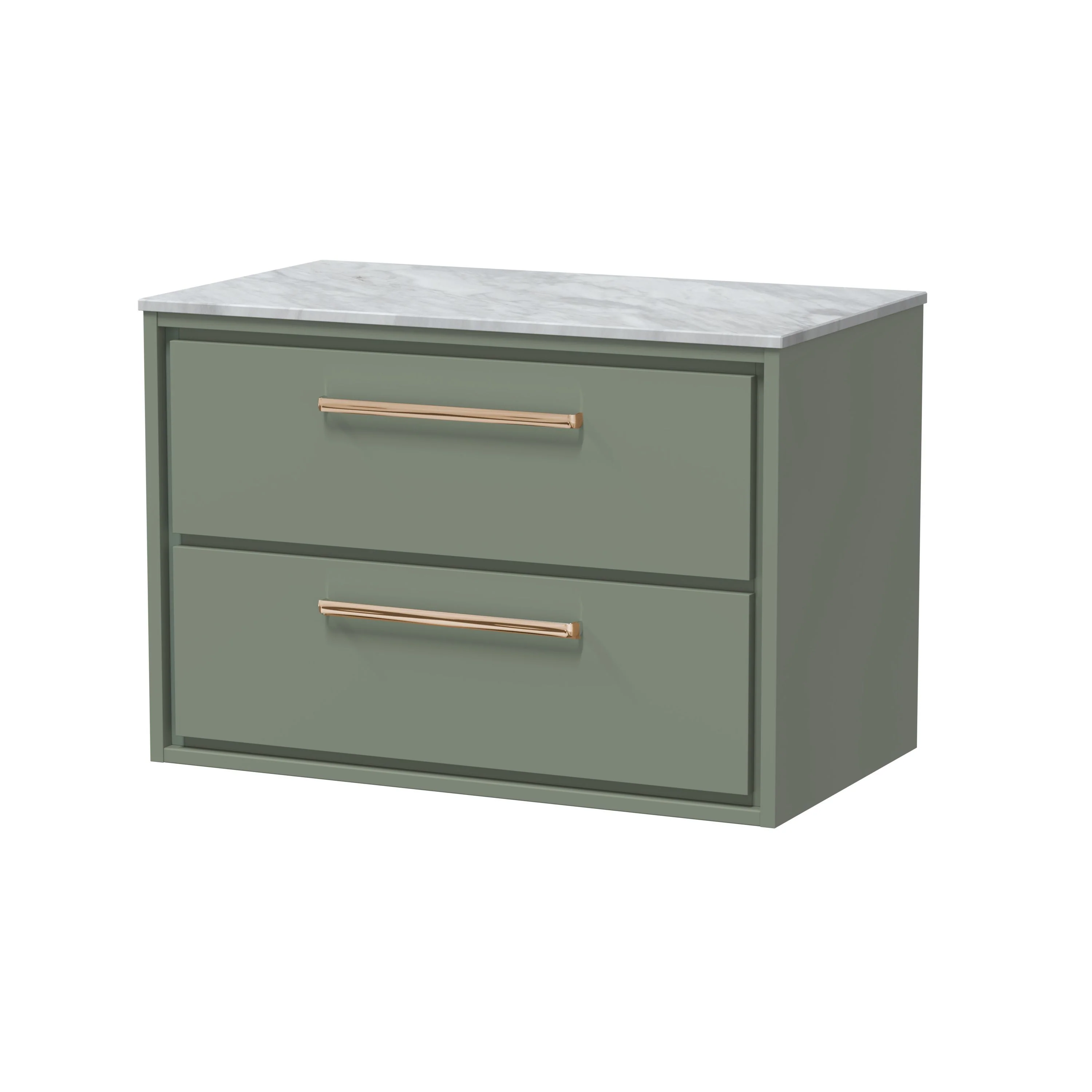 Hudson Reed Lille 800mm 2-Drawer Wall Hung Vanity Unit - Fern Green - Image 9