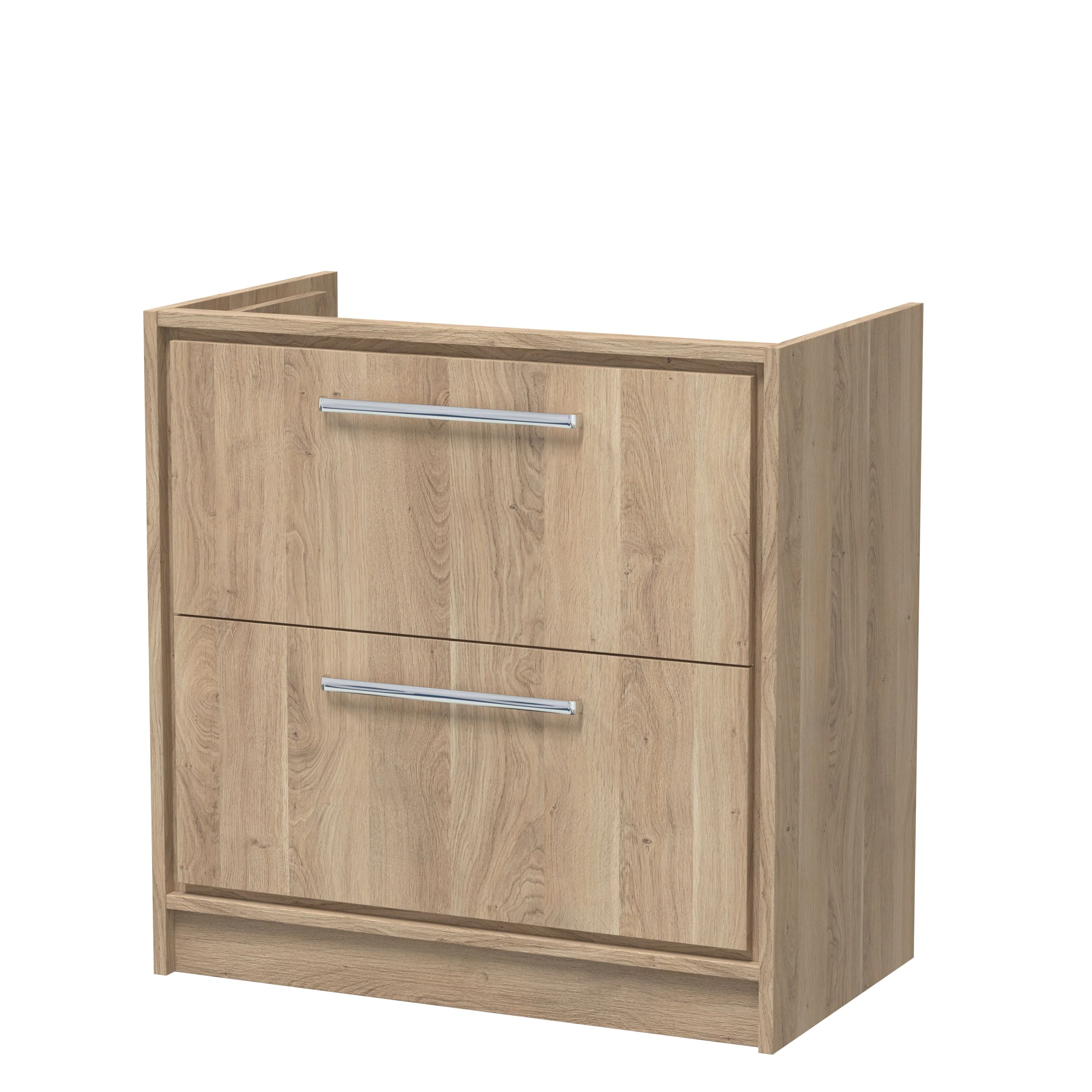 Hudson Reed Lille 800mm Floor Standing 2-Drawer Vanity Unit - Bleached Oak - Image 2