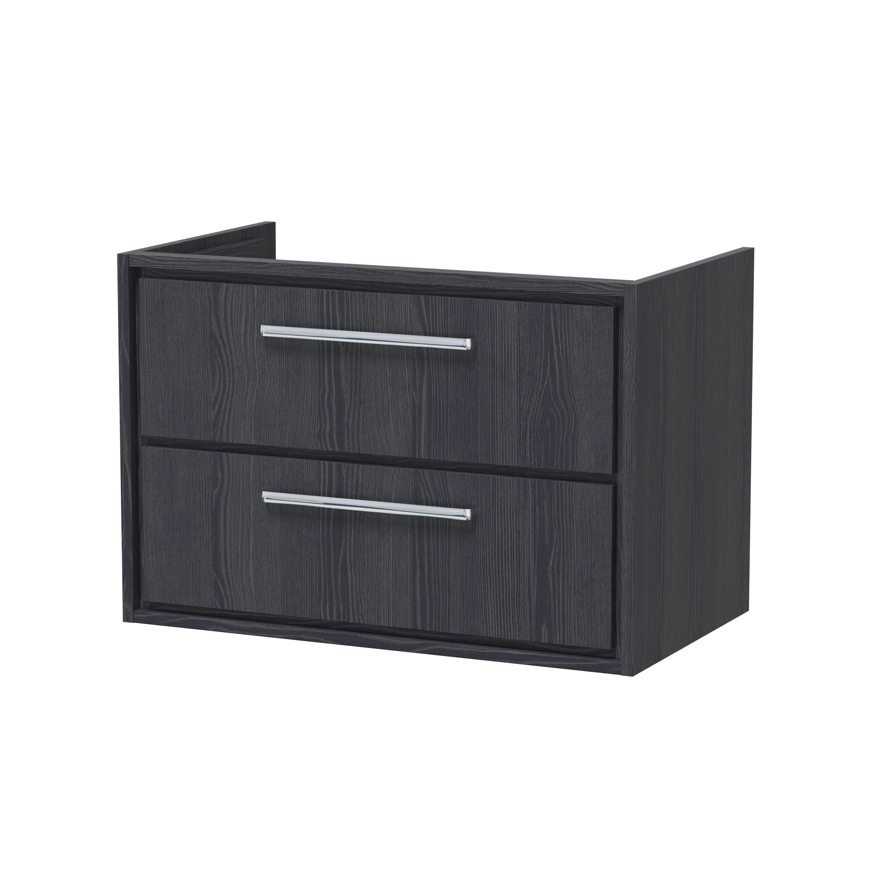 Hudson Reed Lille 800mm Wall Hung 2-Drawer Vanity Unit - Graphite Grey Woodgrain - Image 2