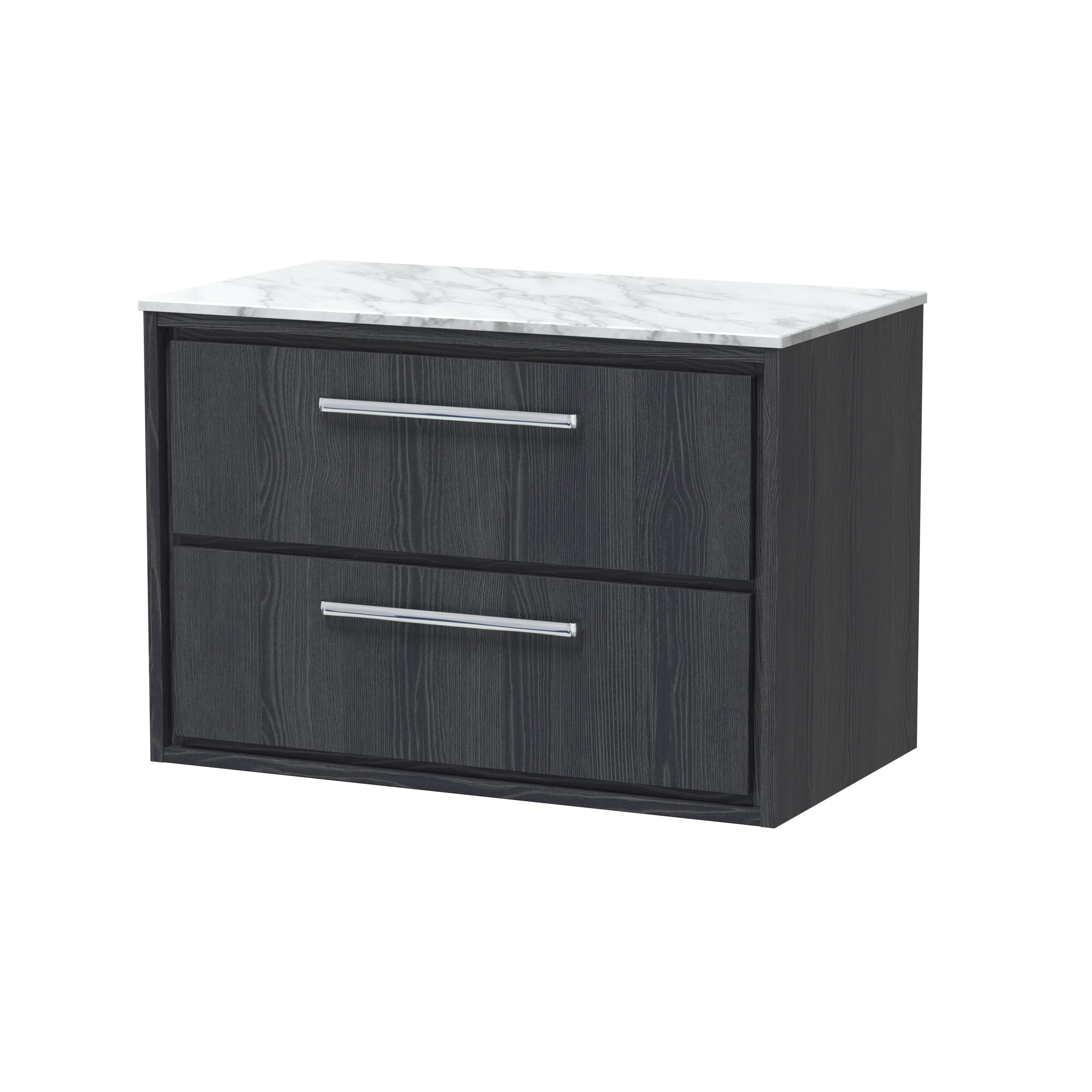 Hudson Reed Lille 800mm Wall Hung 2-Drawer Vanity Unit - Graphite Grey Woodgrain - Image 5