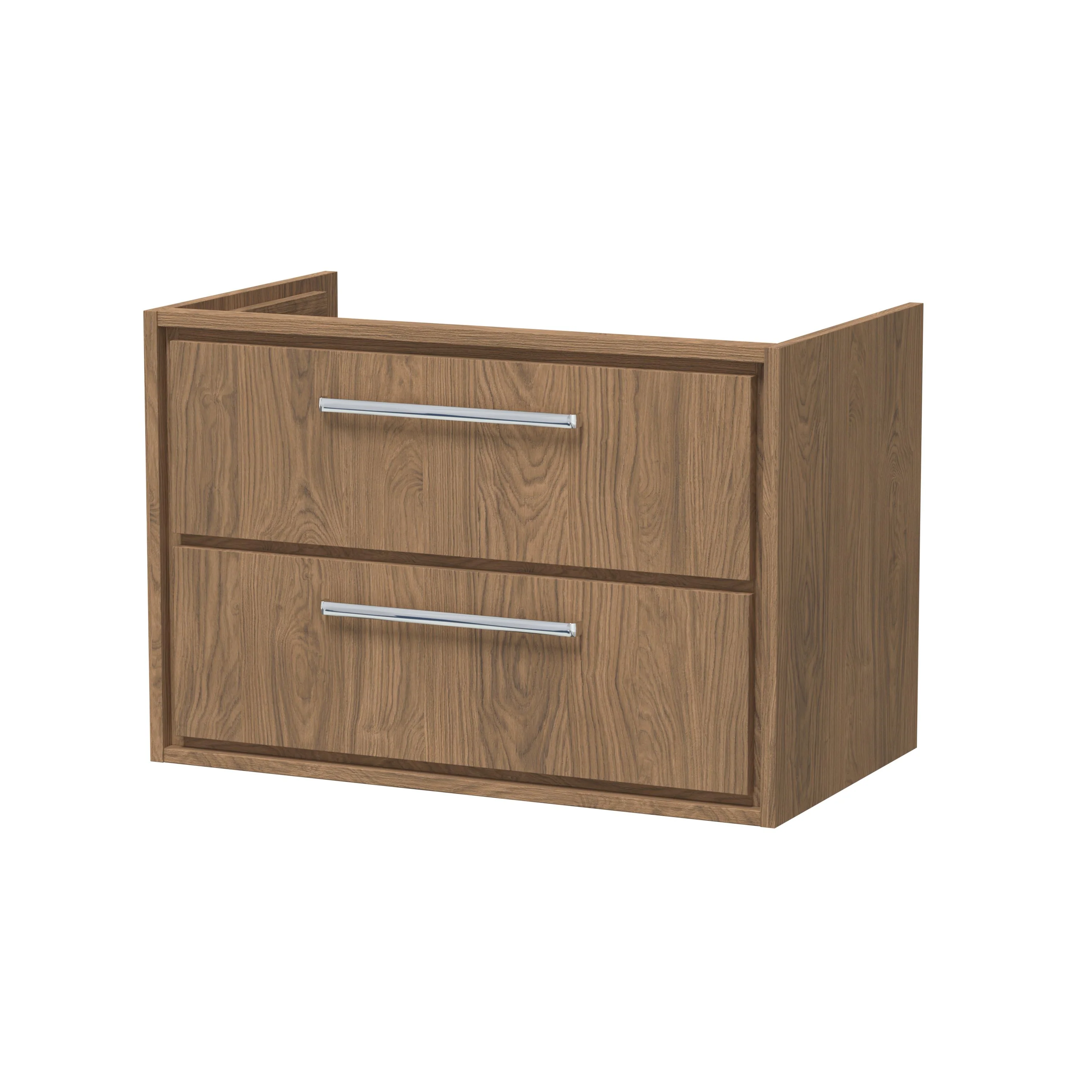 Hudson Reed Lille 800mm Wall Hung 2-Drawer Vanity Unit - Antique Oak - Image 2