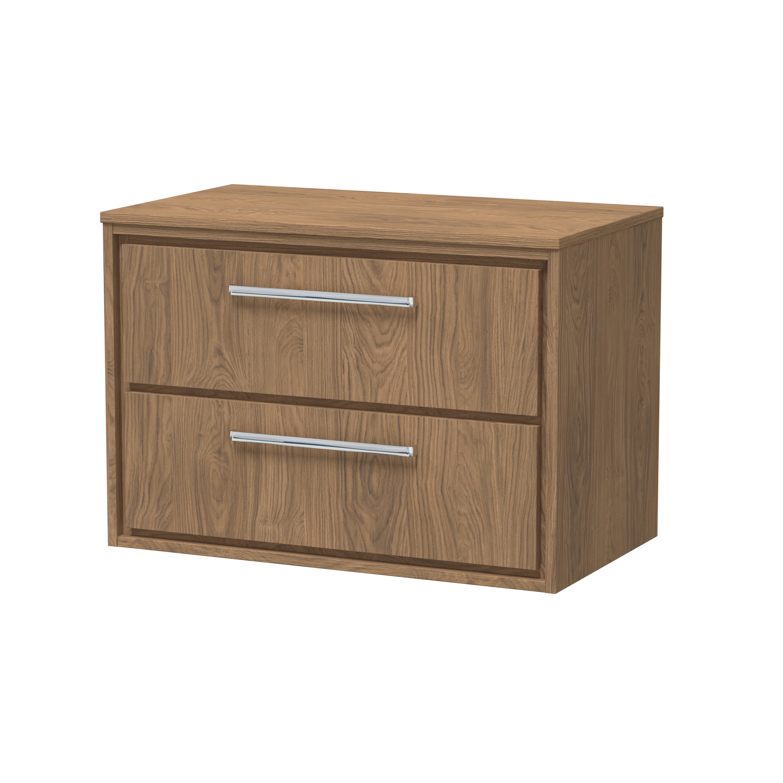 Hudson Reed Lille 800mm Wall Hung 2-Drawer Vanity Unit - Antique Oak - Image 3