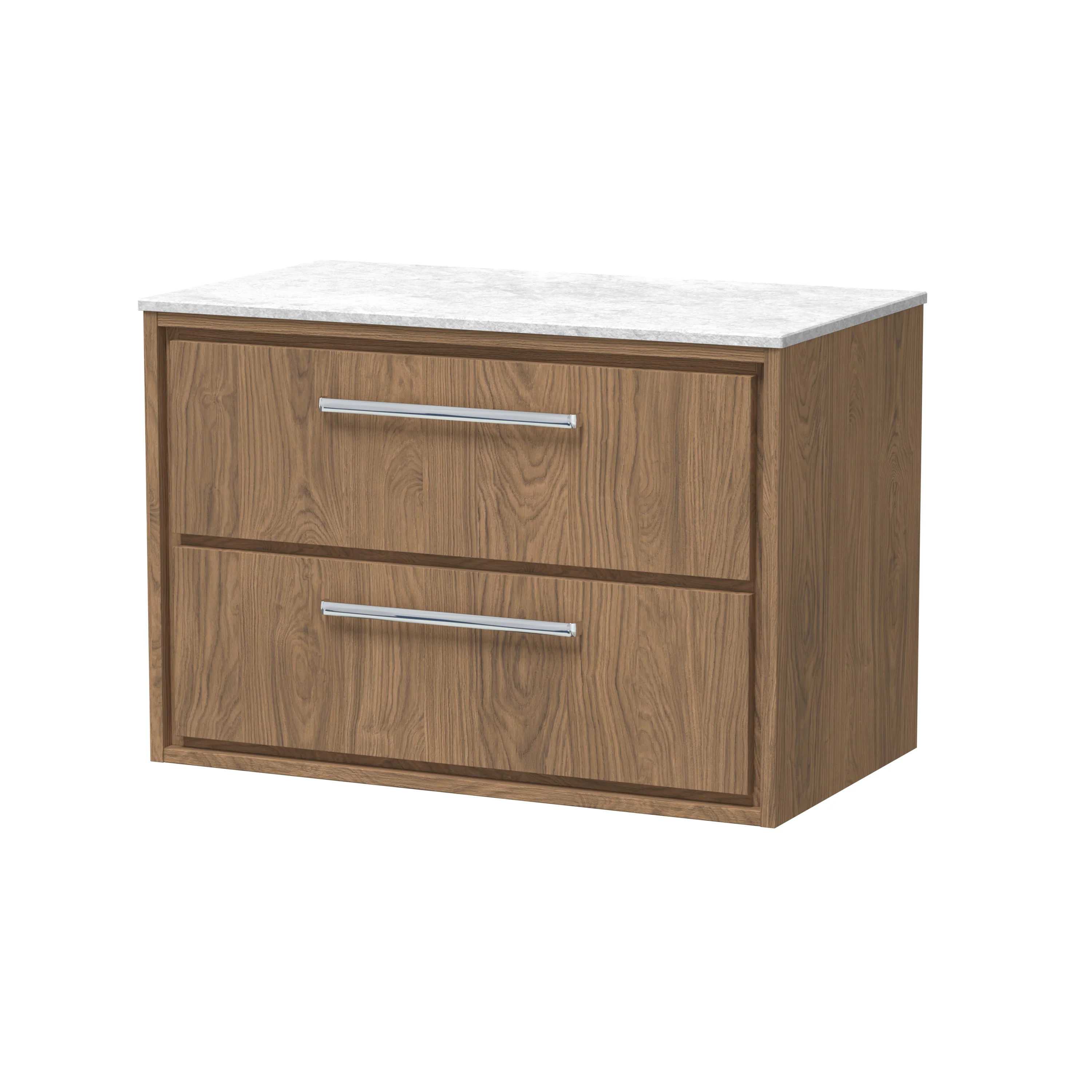 Hudson Reed Lille 800mm Wall Hung 2-Drawer Vanity Unit - Antique Oak - Image 4