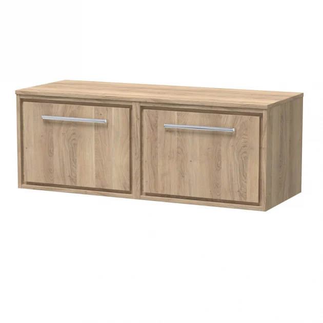 Hudson Reed Lille 1200mm Wall Hung 2-Drawer Vanity Unit - Bleached Oak - Image 2