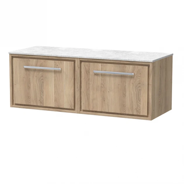 Hudson Reed Lille 1200mm Wall Hung 2-Drawer Vanity Unit - Bleached Oak - Image 3