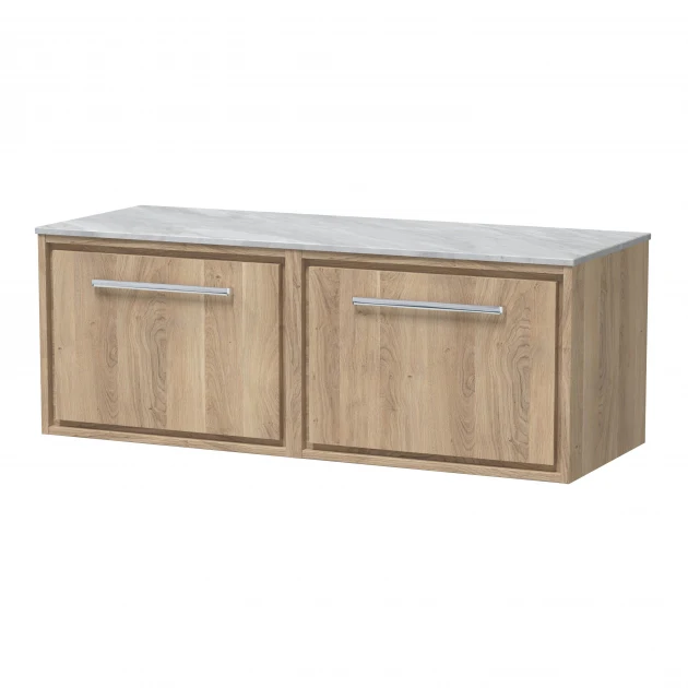 Hudson Reed Lille 1200mm Wall Hung 2-Drawer Vanity Unit - Bleached Oak - Image 4