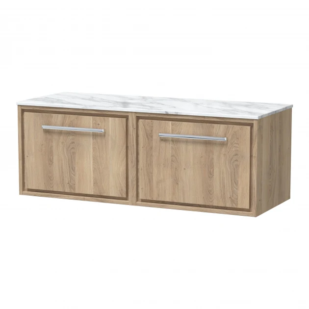 Hudson Reed Lille 1200mm Wall Hung 2-Drawer Vanity Unit - Bleached Oak - Image 5