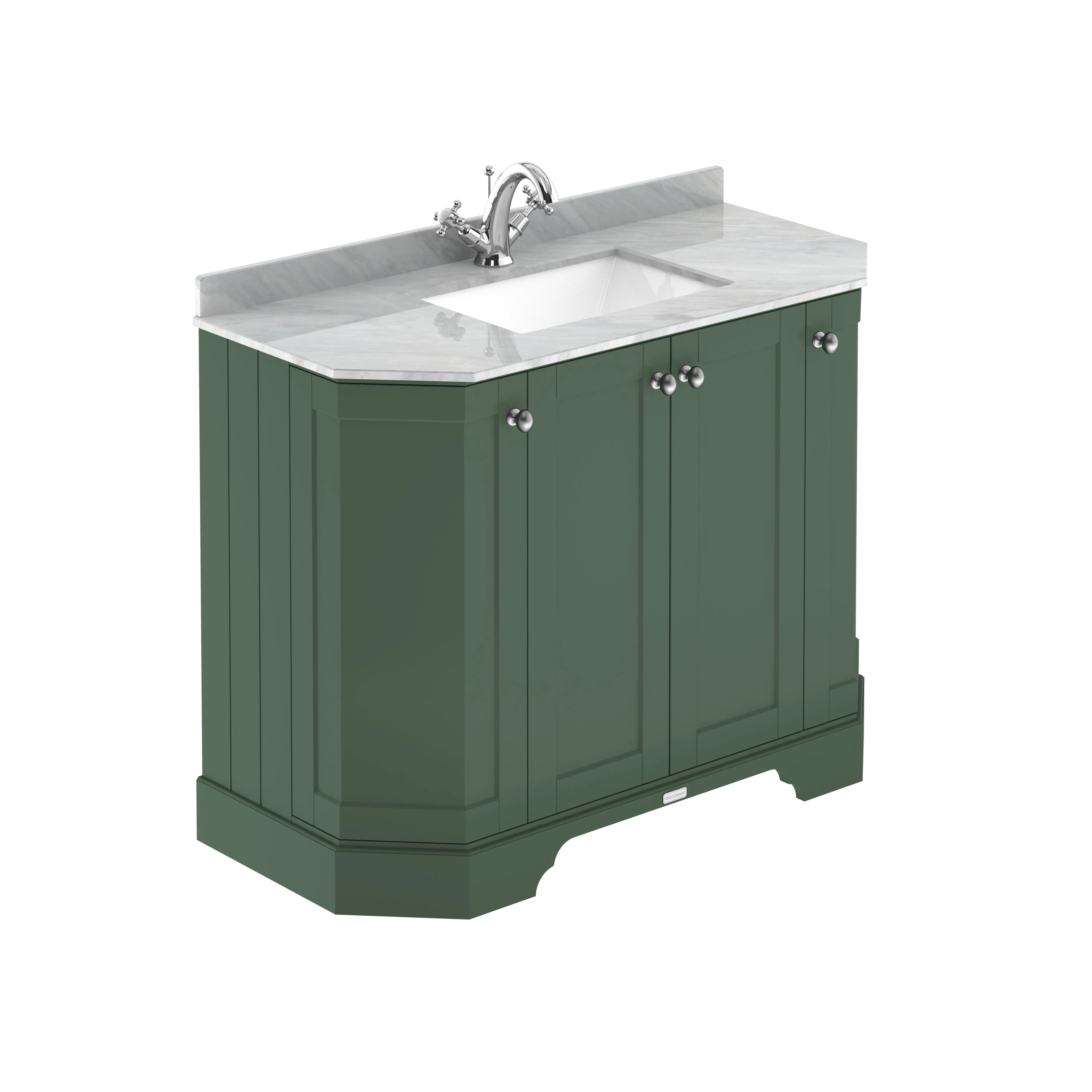 Hudson Reed Old London 1000mm 4-Door Angled Unit & Grey Marble Top 1TH - Hunter Green