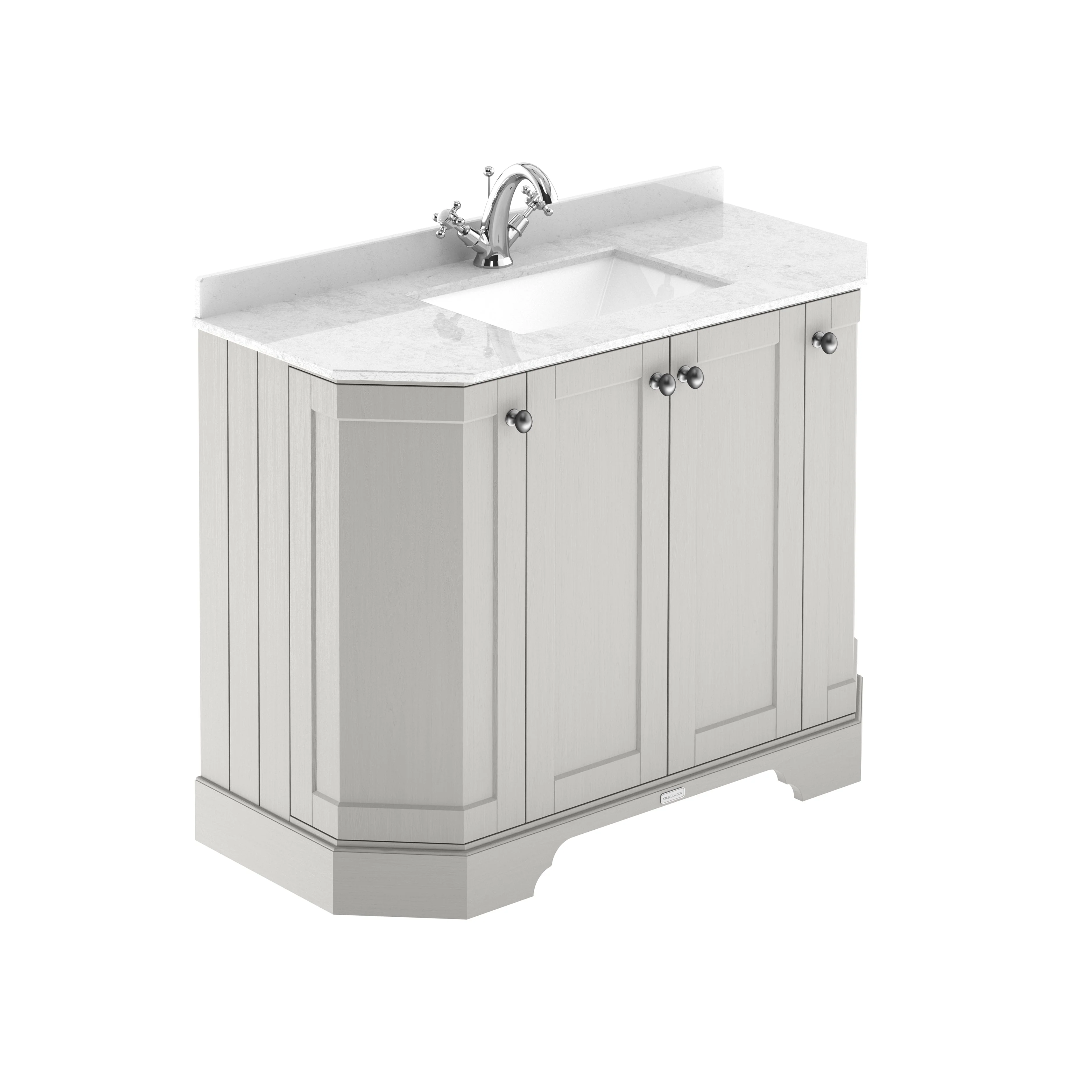 Hudson Reed Old London 1000mm 4-Door Angled Unit & White Marble Top 1TH - Timeless Sand